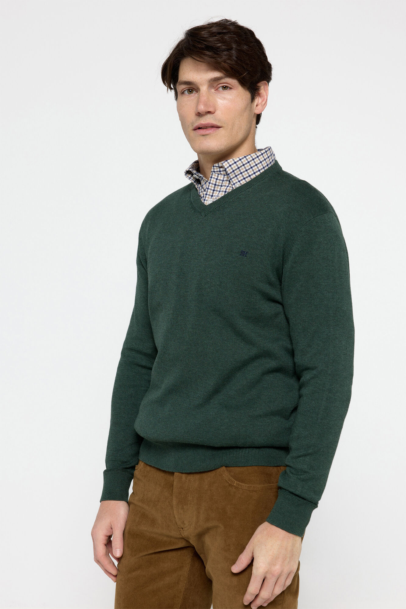 Pedro del Hierro Jersey B&aacute;sico Cuello Pico Pedro del Hierro Kaki Oscuro