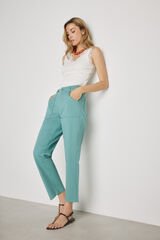 Milano Pantal&oacute;n color con bolsillos de parche Azul