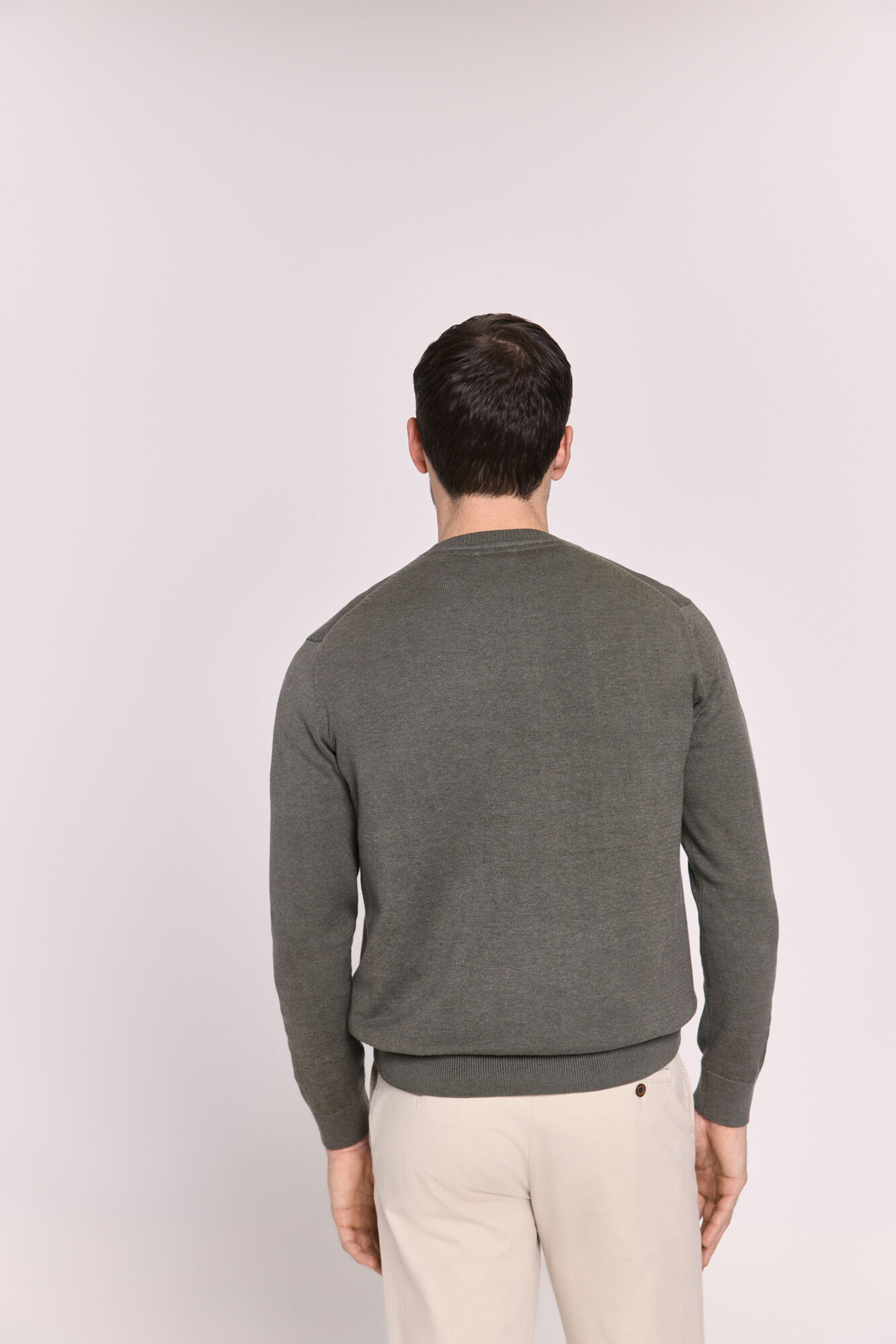 Pedro del Hierro Su&eacute;ter cuello redondo ajustado Kaki Oscuro