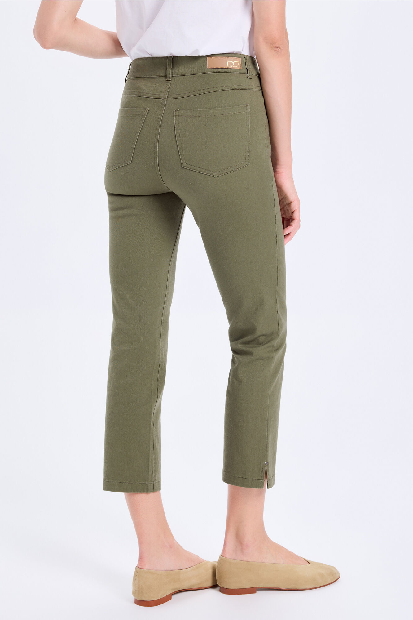 Milano Pantal&oacute;n capri ajustado Kaki Oscuro