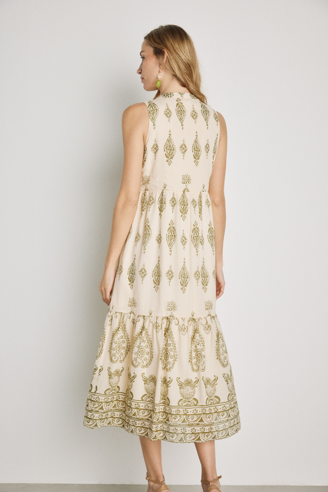 Milano Vestido estampado escote pico Verde