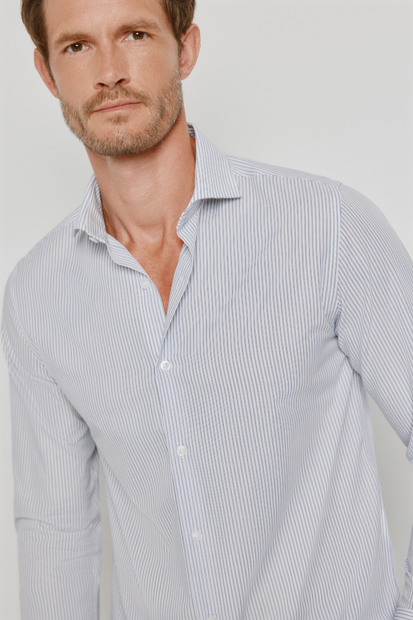 Milano Camisa de rayas manga larga Azul