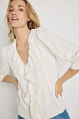 Milano Blusa con volantes Beige