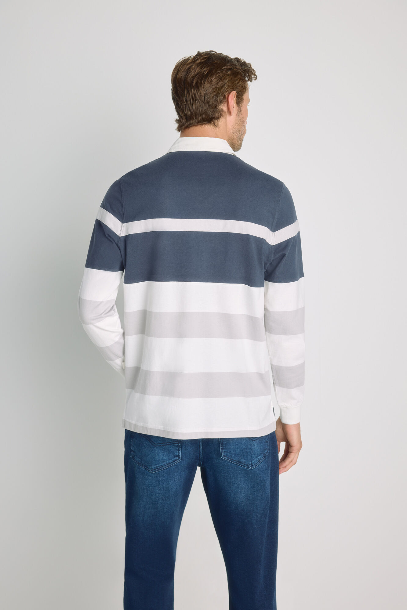 Milano Polo de rayas manga larga Navy