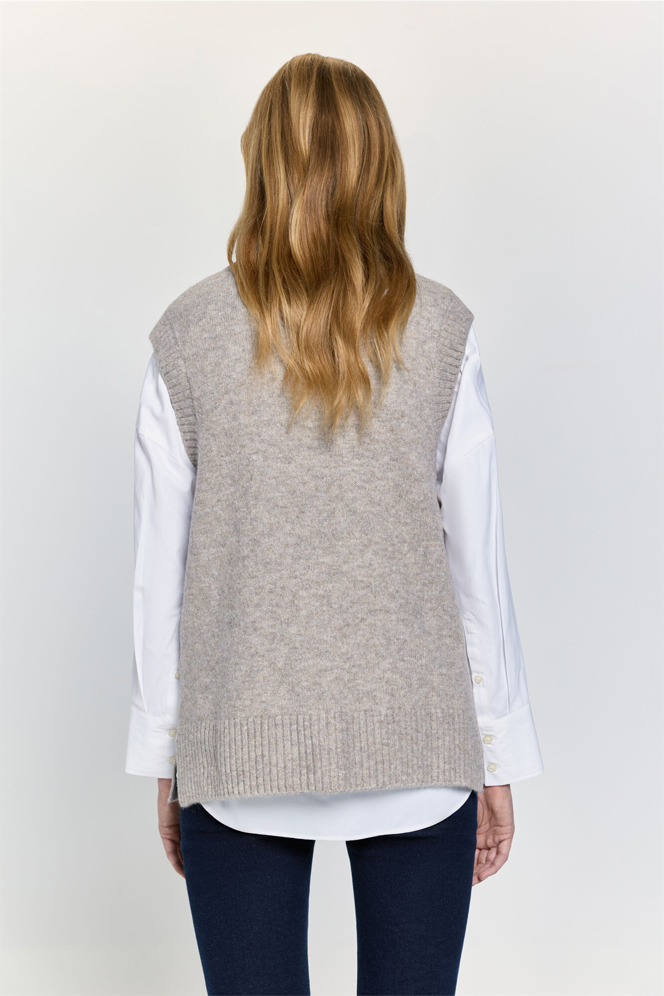 Milano Chaleco de tejido con cuello estructurado Beige