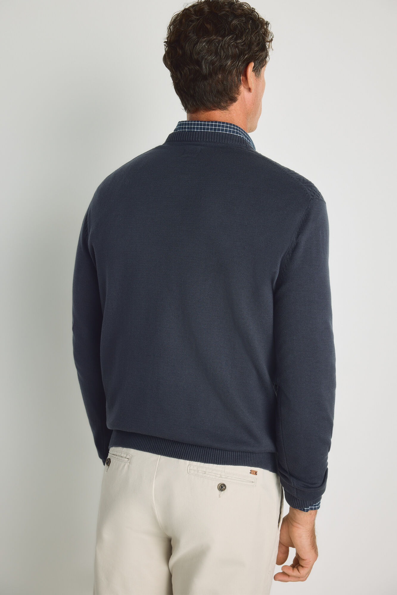 Milano Su&eacute;ter cuello redondo ajustado Navy