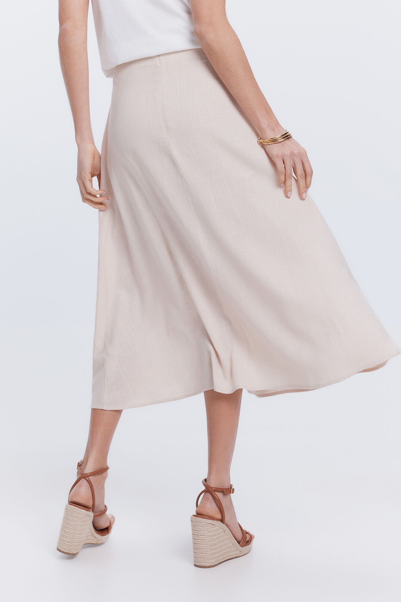 Milano Falda midi lino Beige
