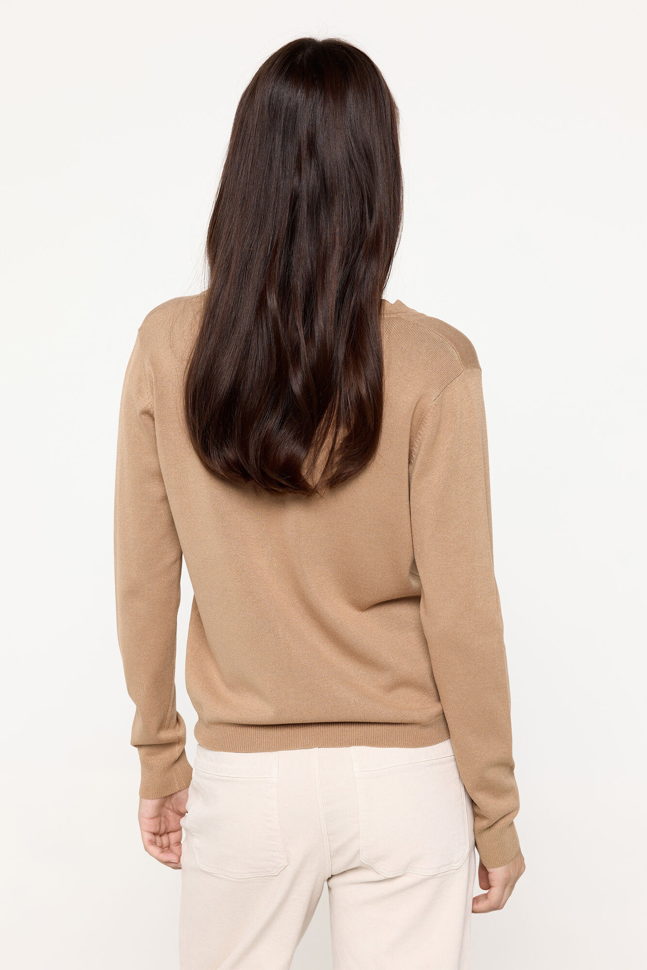 Milano Cardigan de punto de viscosa con detalle ondas Beige/Camel
