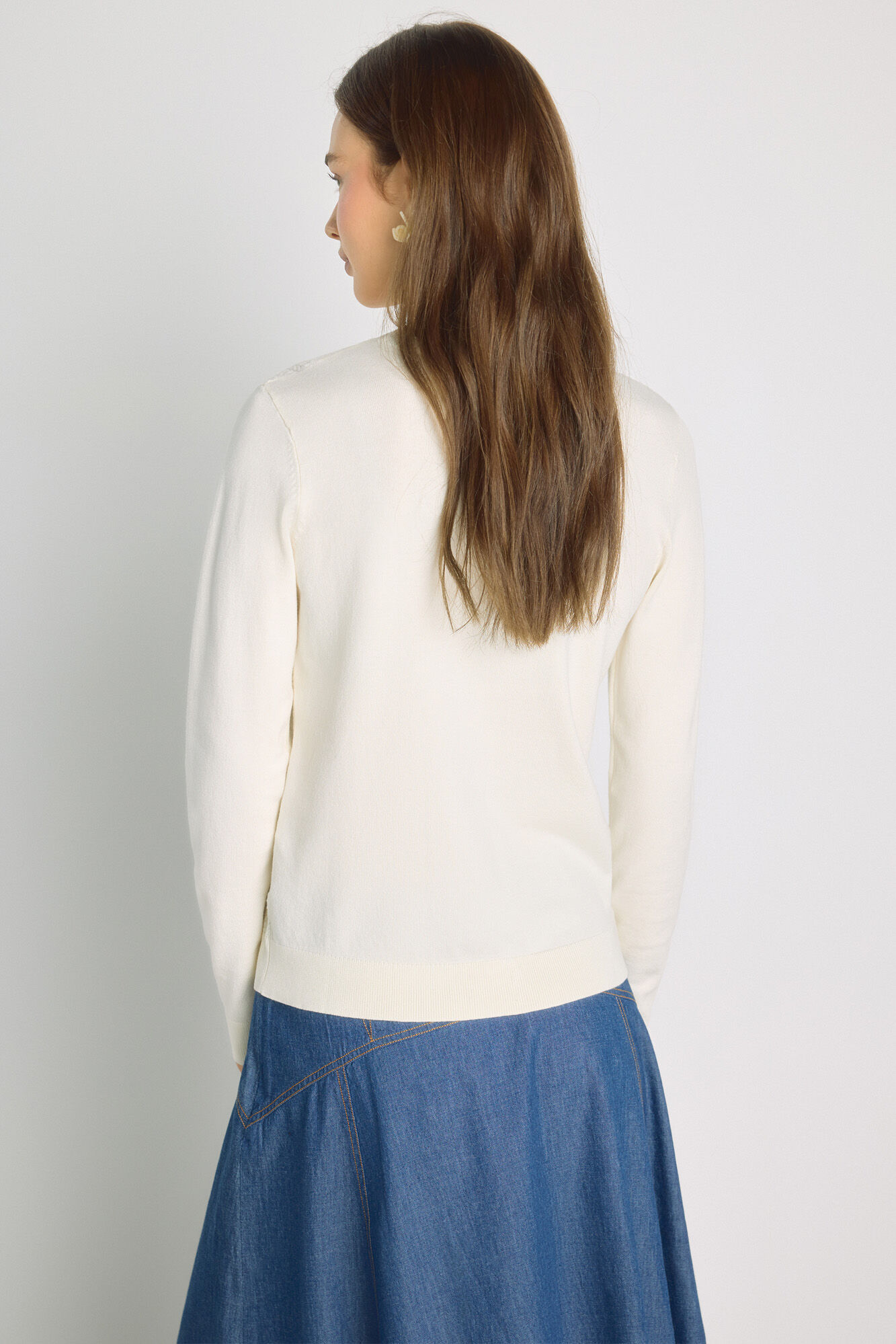 Milano Su&eacute;ter cuello redondo con estructura Beige