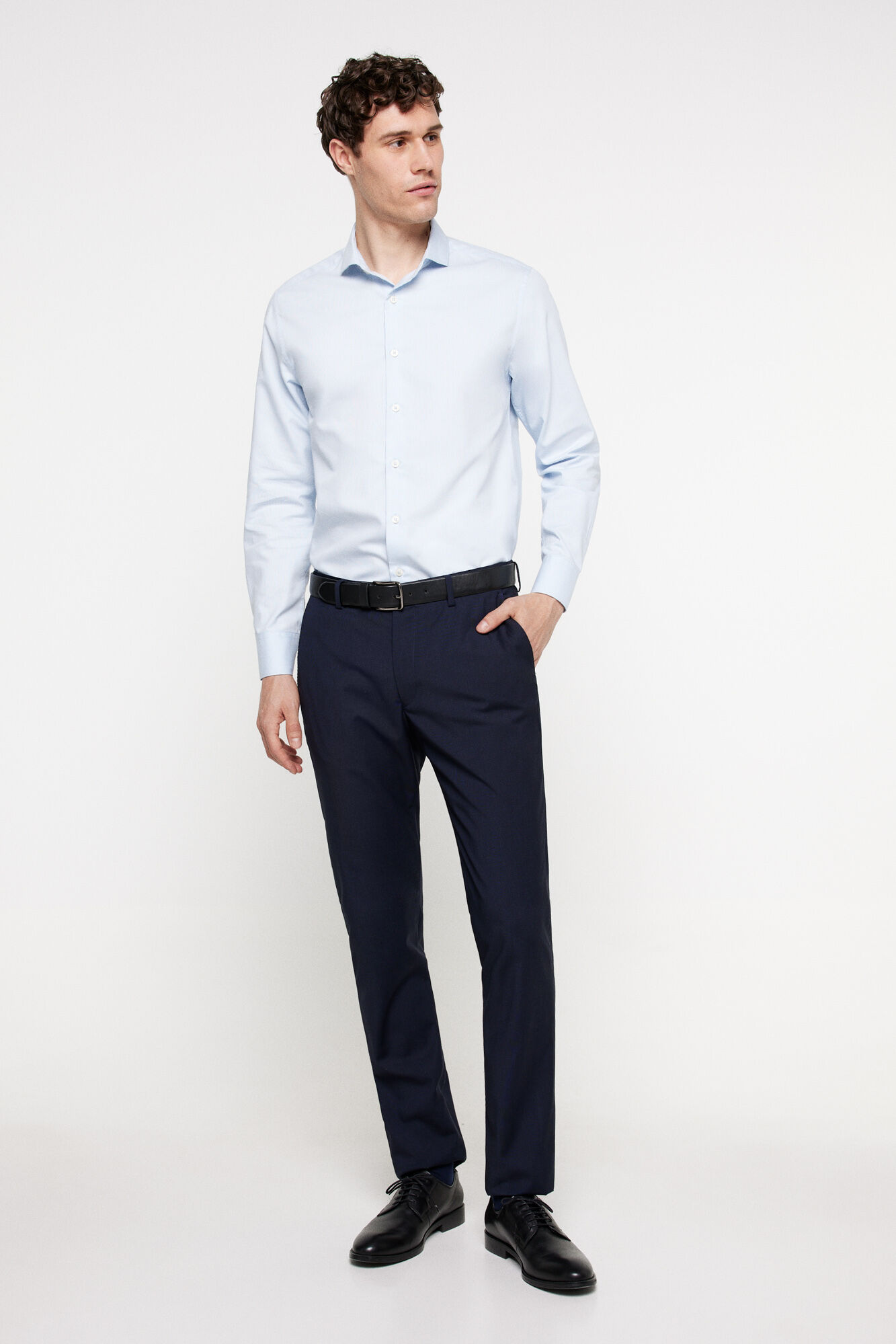 Milano Camisa de vestir microestructura. Azul