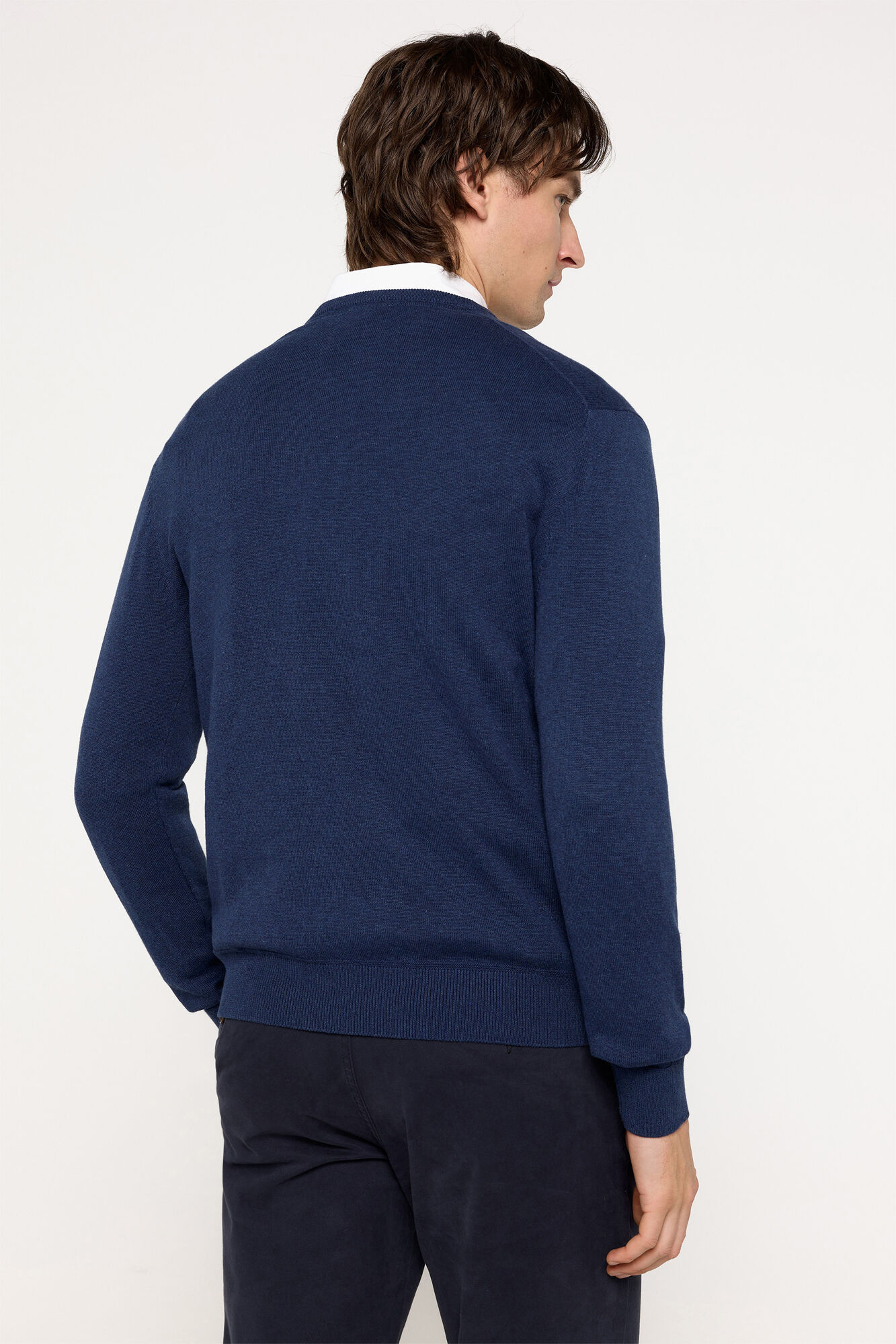 Pedro del Hierro Jersey basico PDH cuello pico Azul Oscuro