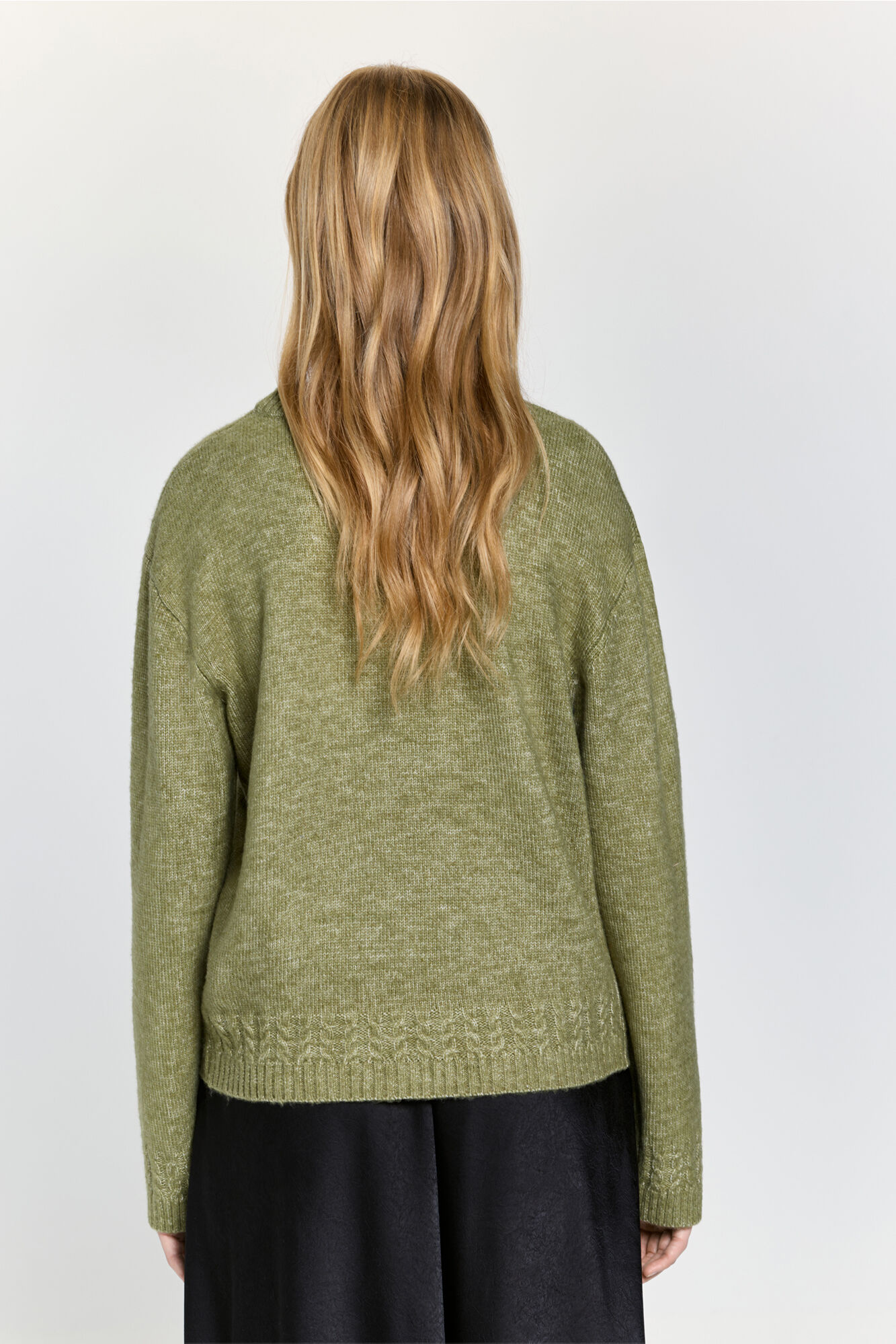 Milano Jersey de cuello redondo ajustado con detalles trenzados Verde