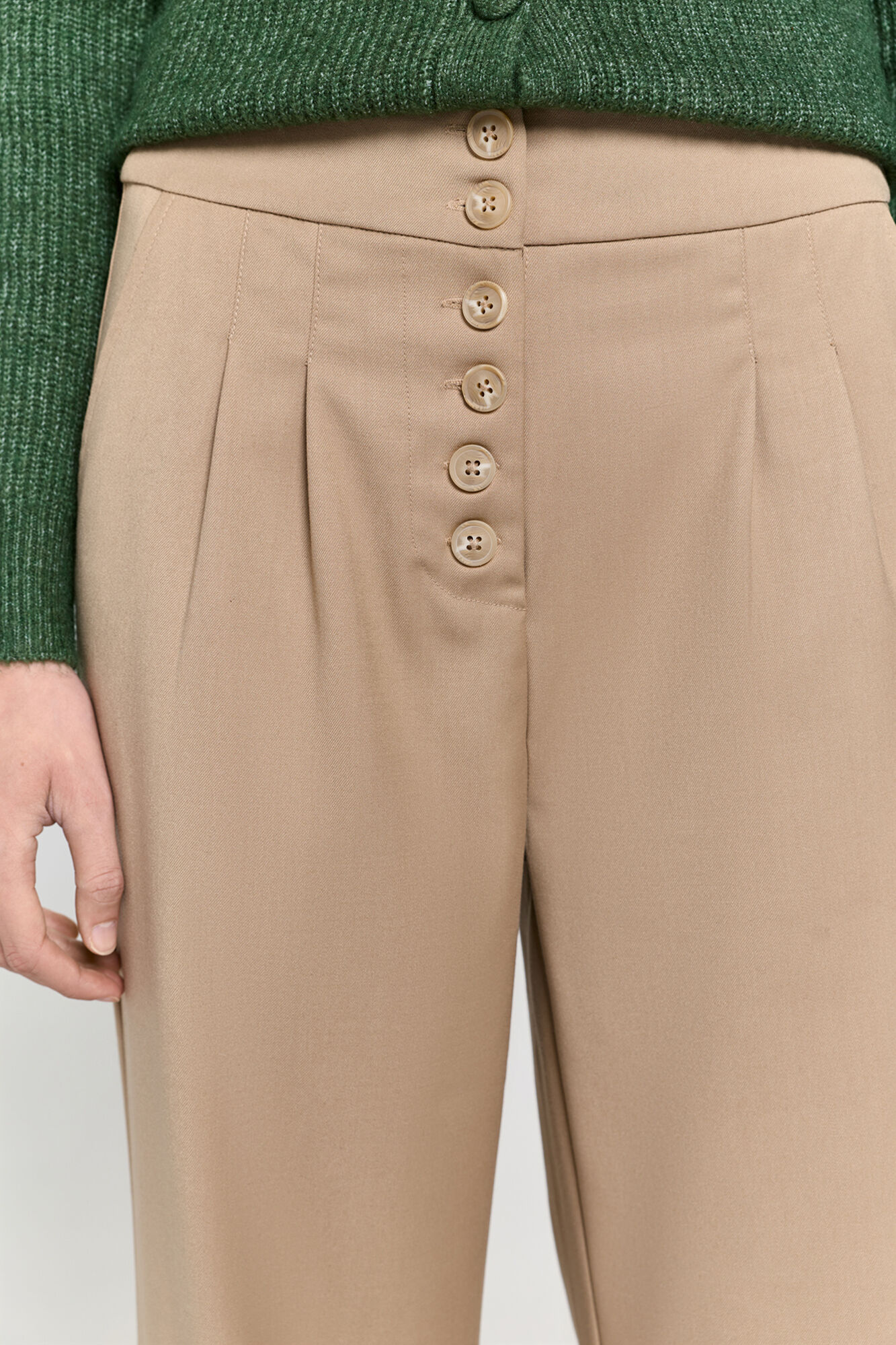 Milano Pantal&oacute;n de tiro alto y recto Beige