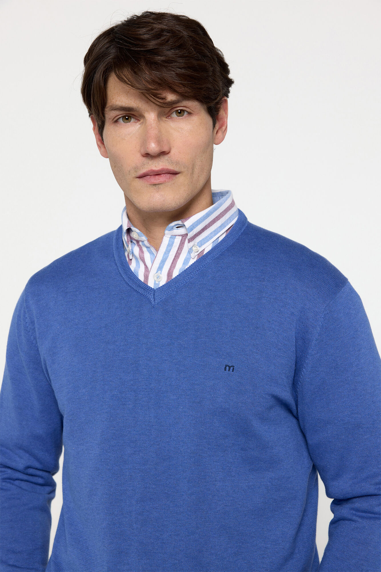 Milano Jersey Patch Cuello Pico Azul