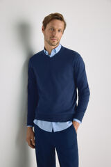 Milano Su&eacute;ter cuello pico Navy