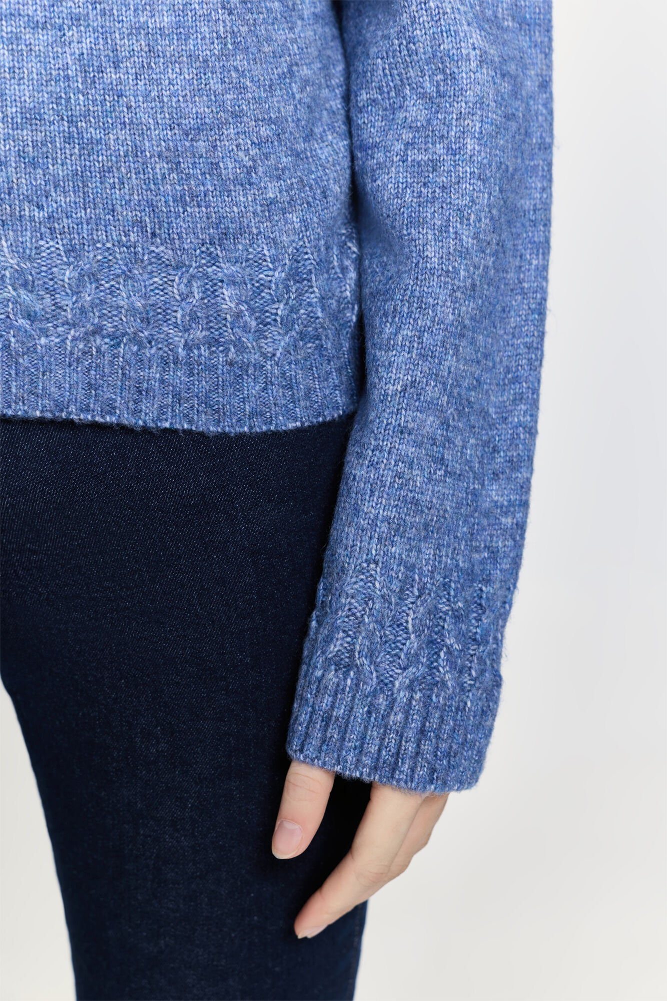 Milano Jersey de cuello redondo ajustado con detalles trenzados Azul