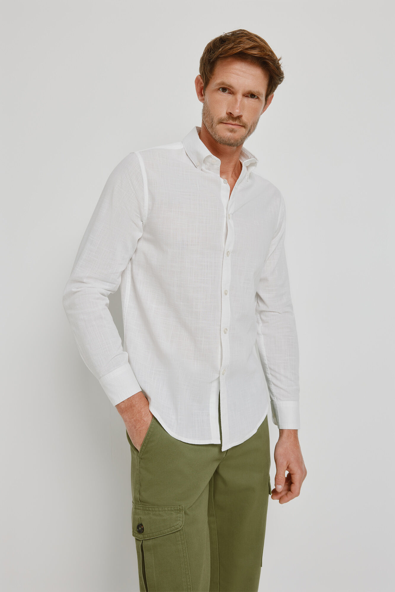 Milano Camisa lisa de manga larga Blanco