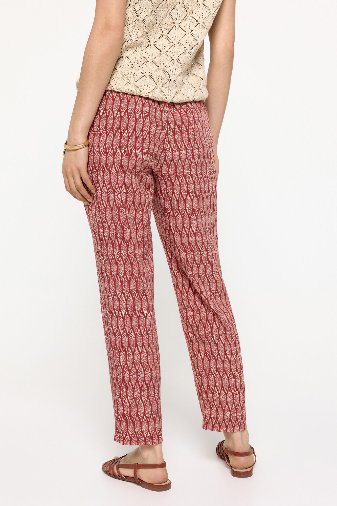 Milano Pantal&oacute;n fluido estampado con cintura el&aacute;stica Rojo