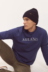 Milano Sudadera B&aacute;sica Patch Cuello Caja Azul Oscuro
