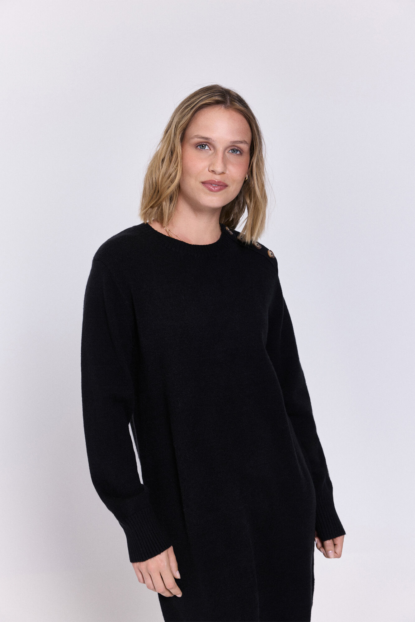 Milano Vestido corto de tejido con cuello redondo ajustado