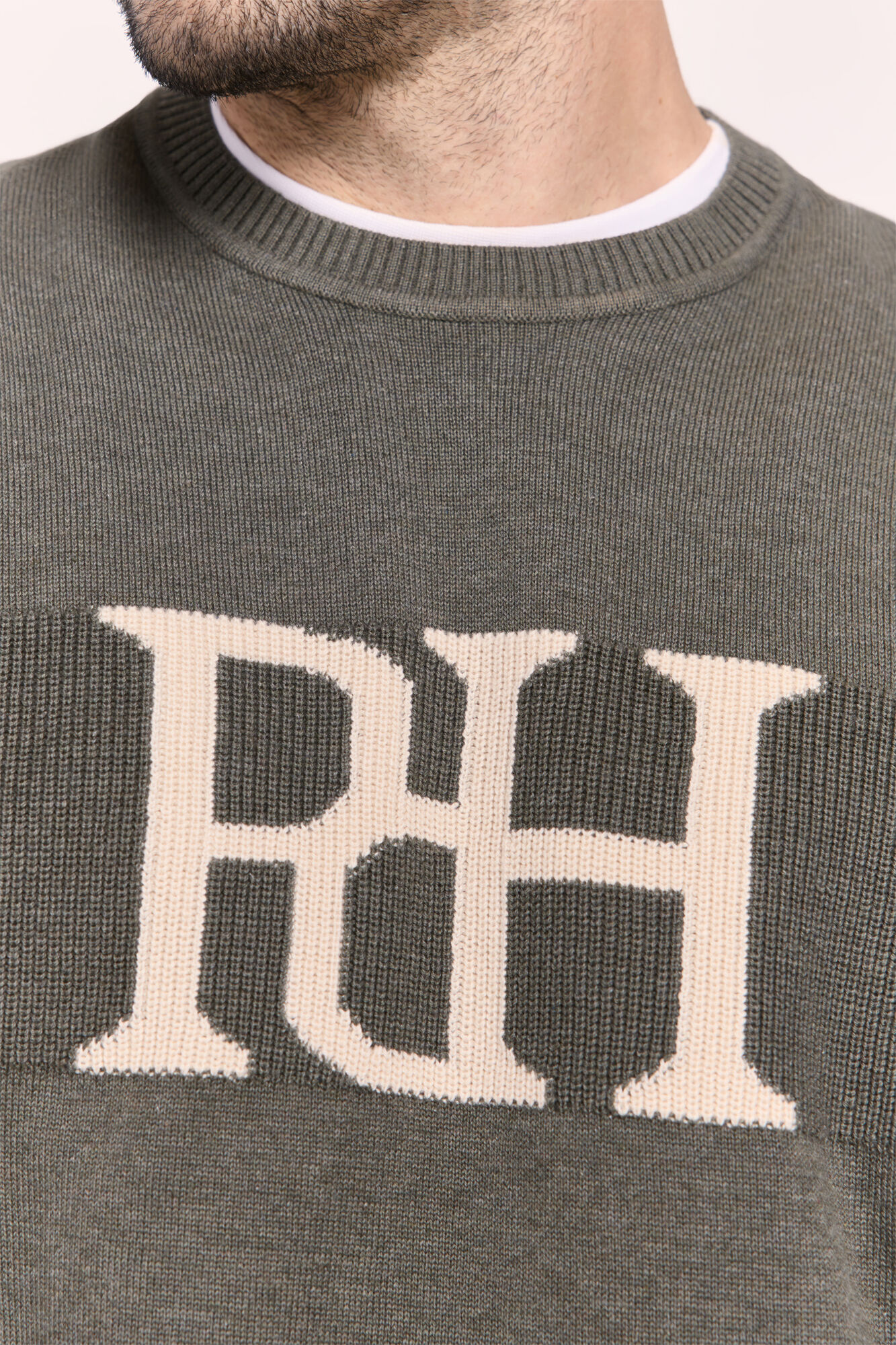 Pedro del Hierro Su&eacute;ter cuello redondo ajustado Kaki Oscuro