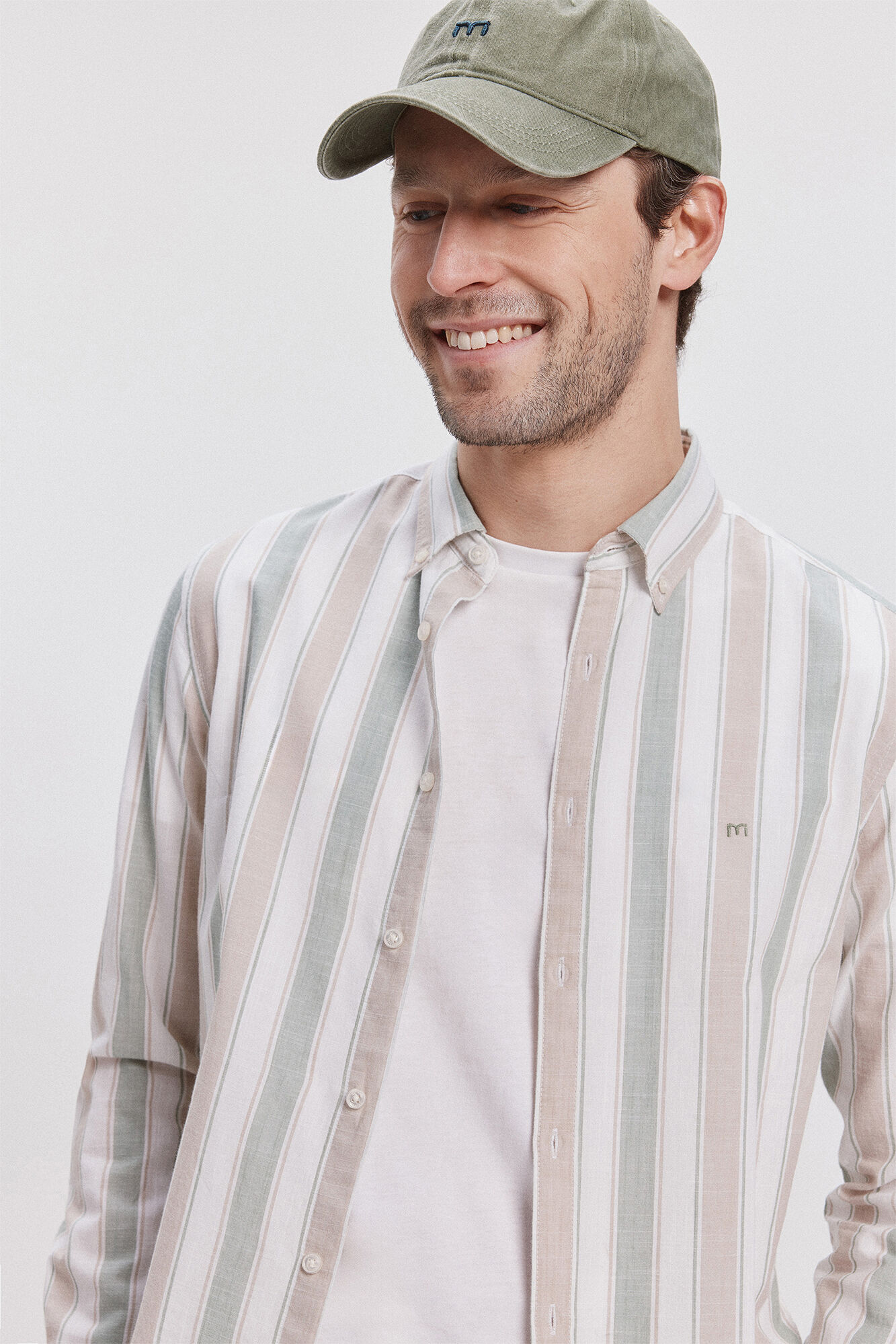 Milano Camisa Slub Rayas Verde