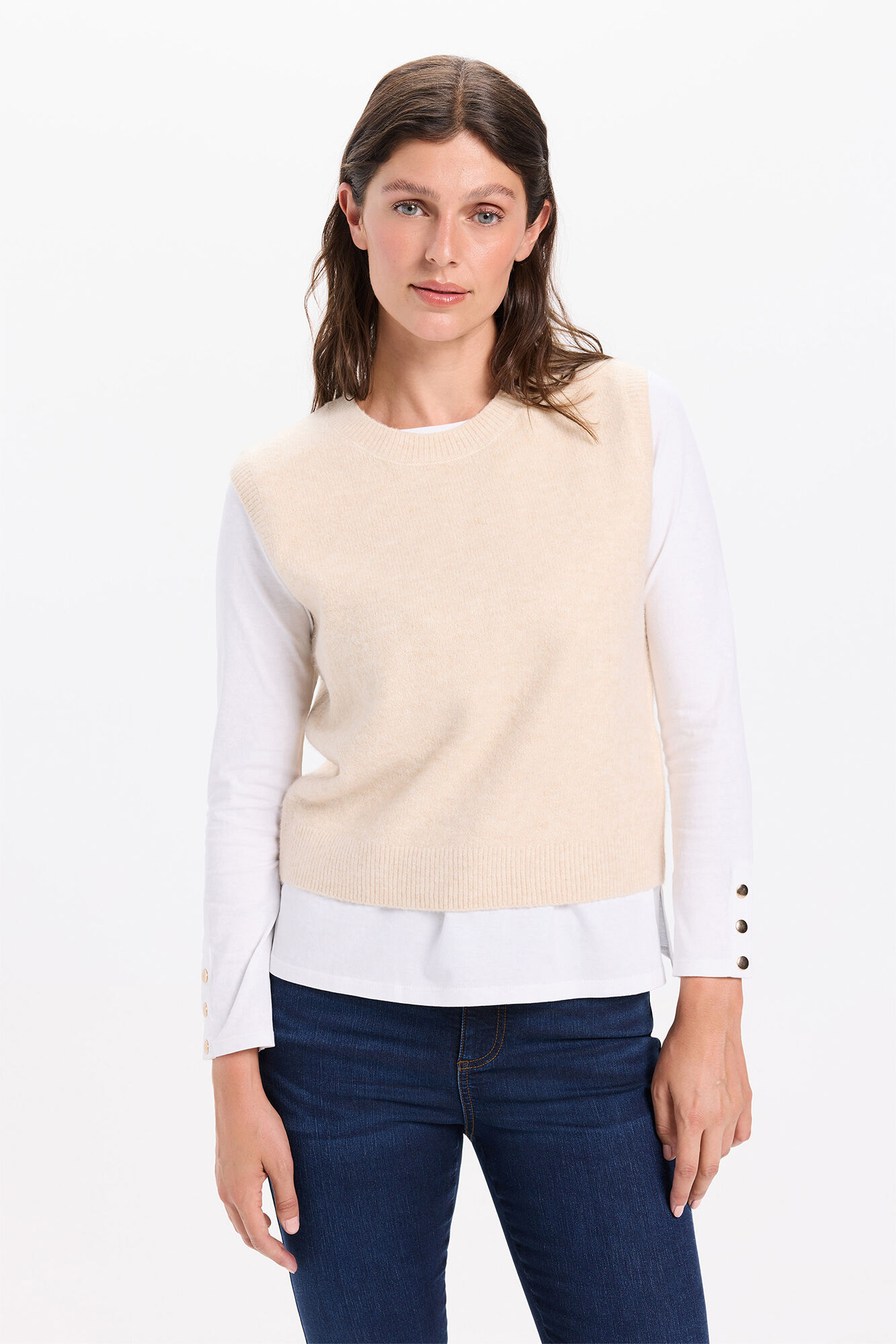 Milano Chaleco de tejido con cuello redondo ajustado
