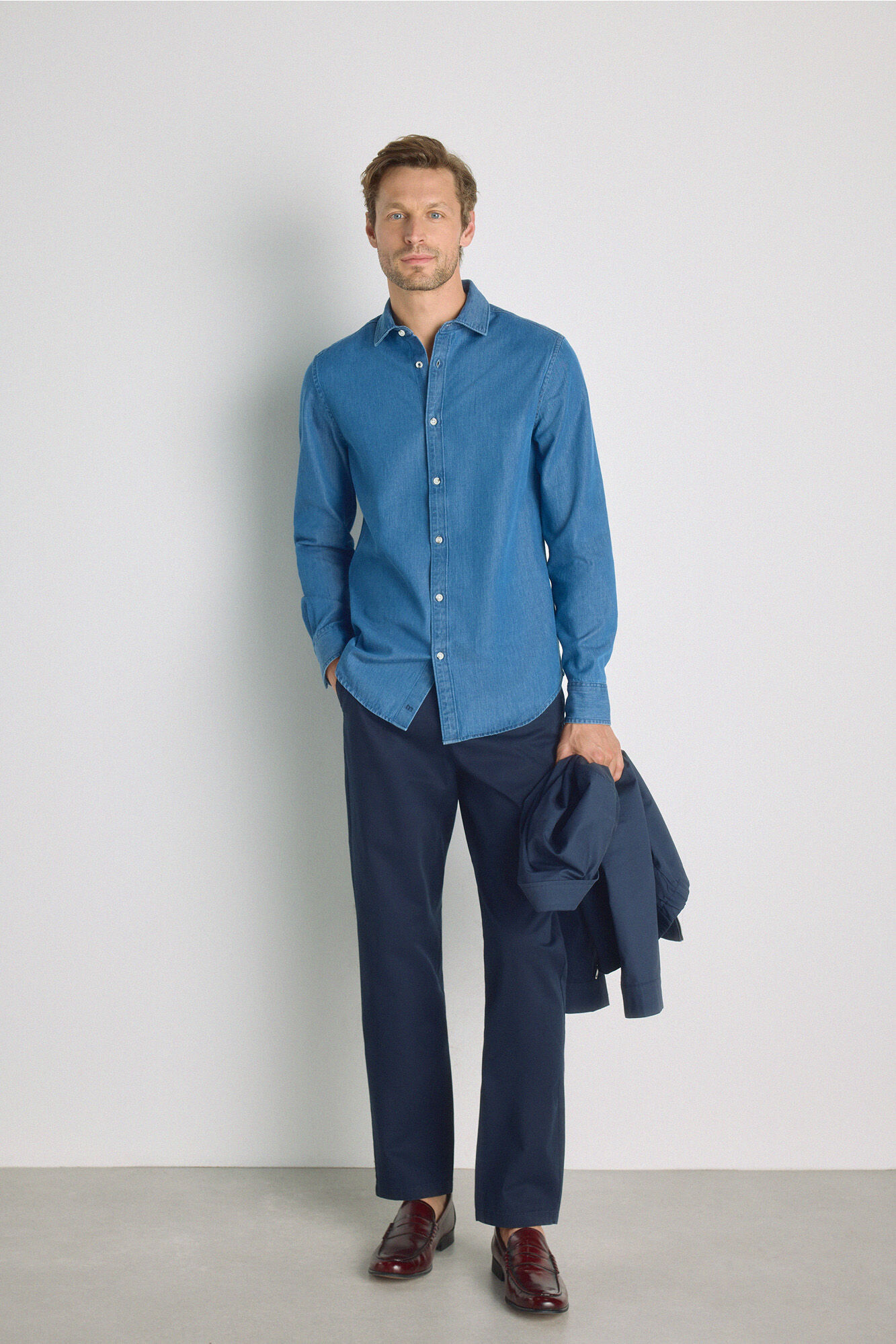 Milano Camisa lisa manga larga Azul
