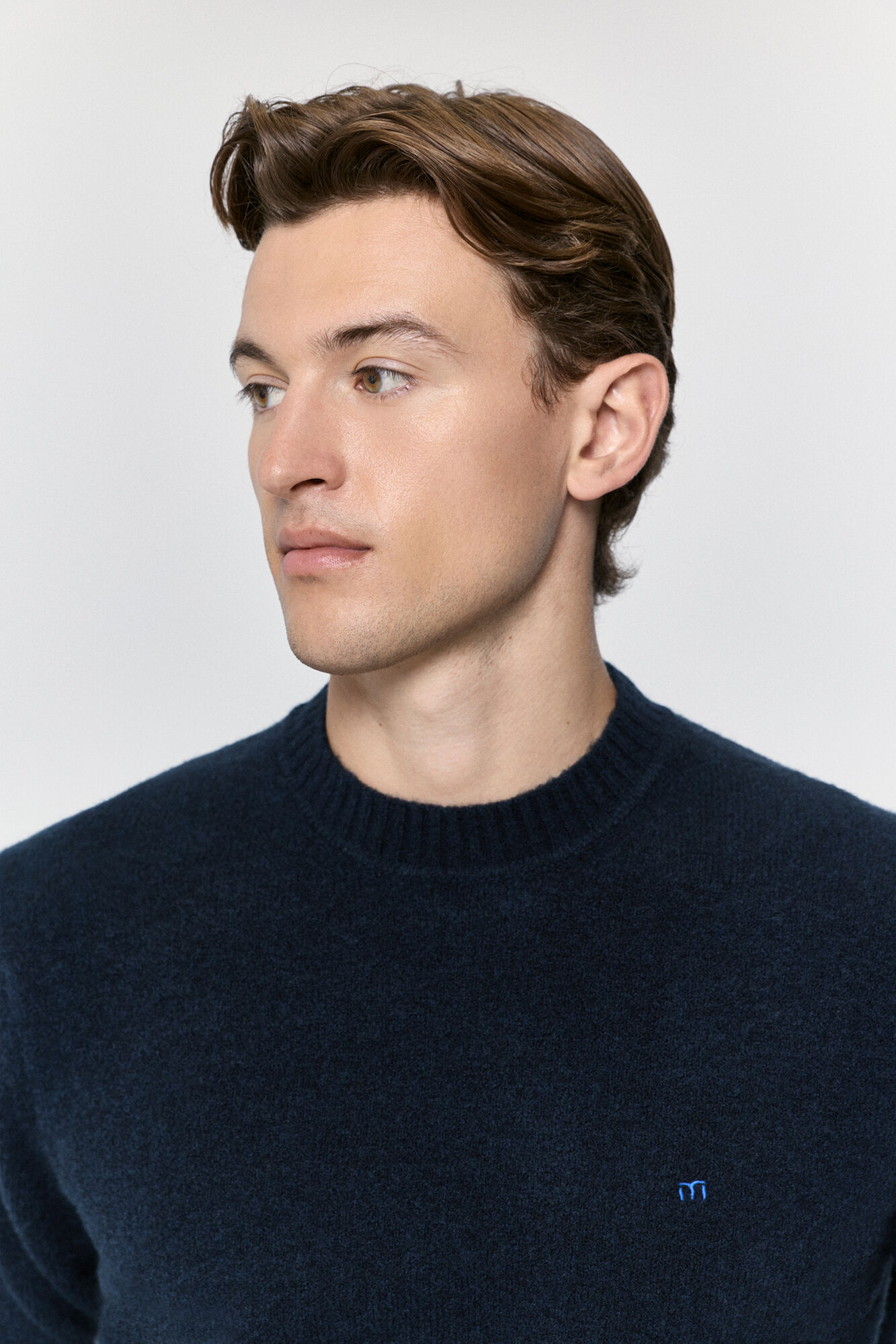 Milano Jersey de cuello redondo ajustado regular Navy