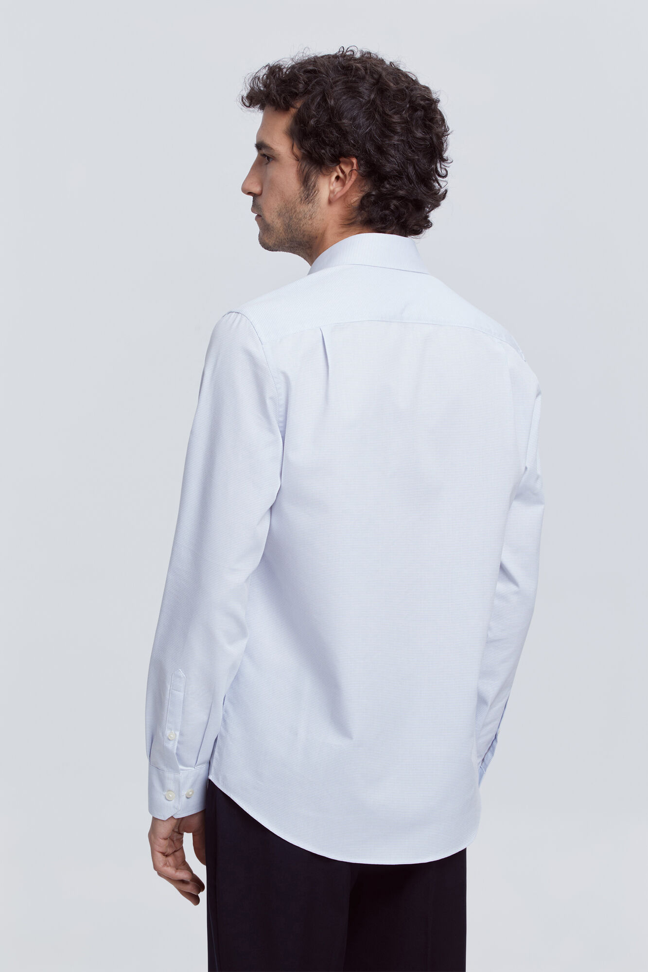 Milano Camisa Vestir Micro Estructura Azul