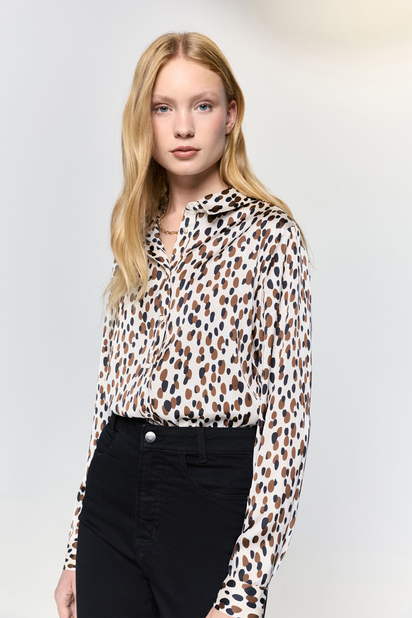 Milano Camisa estampada con satinado
