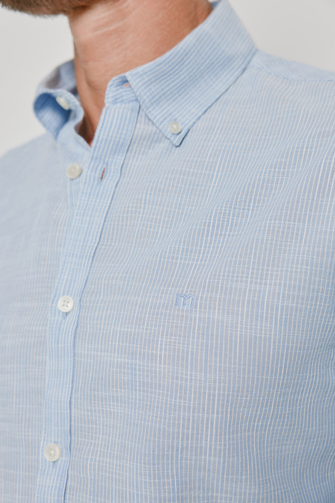 Milano Camisa de rayas manga larga Azul Claro