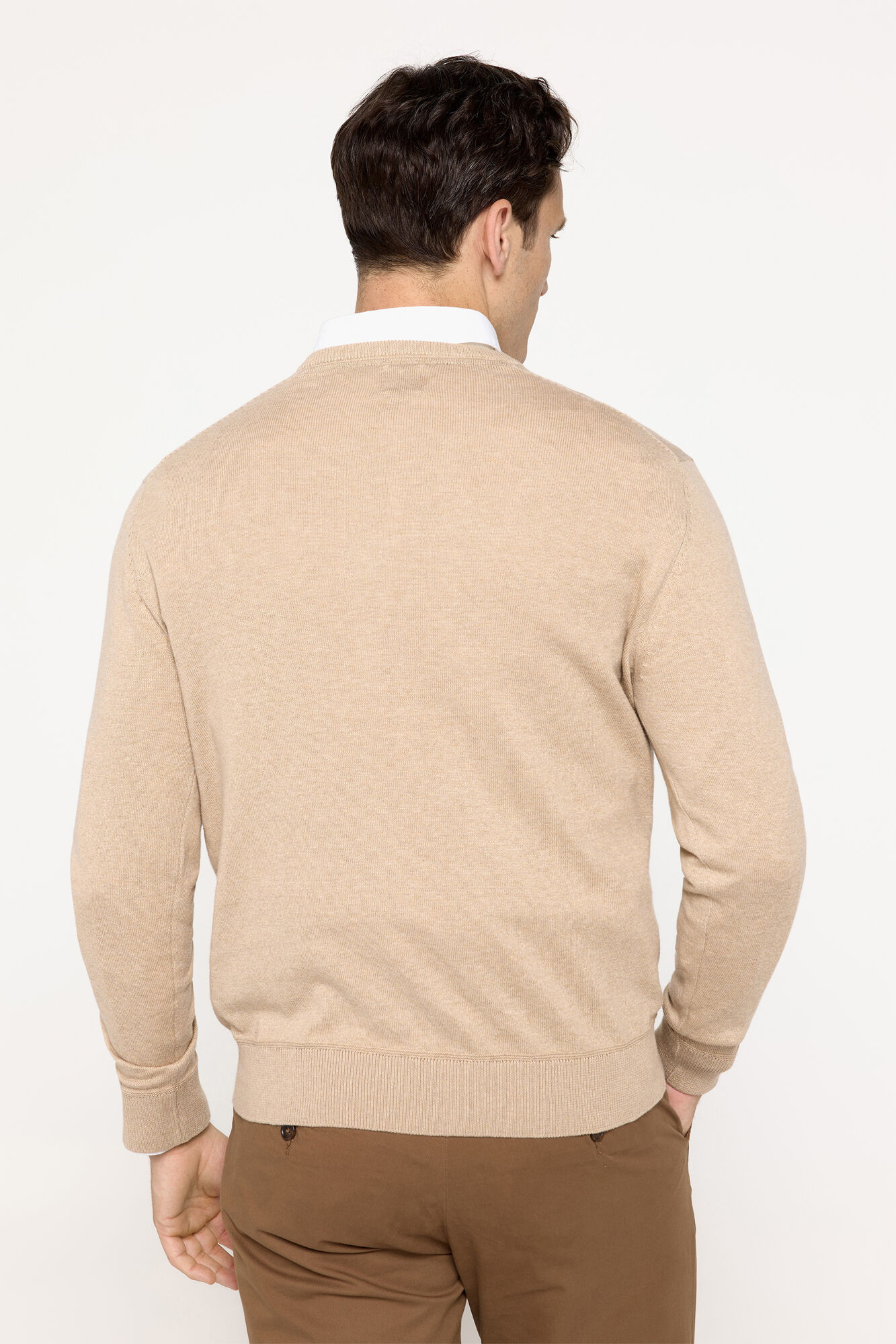 Milano Su&eacute;ter b&aacute;sico cuello pico Beige