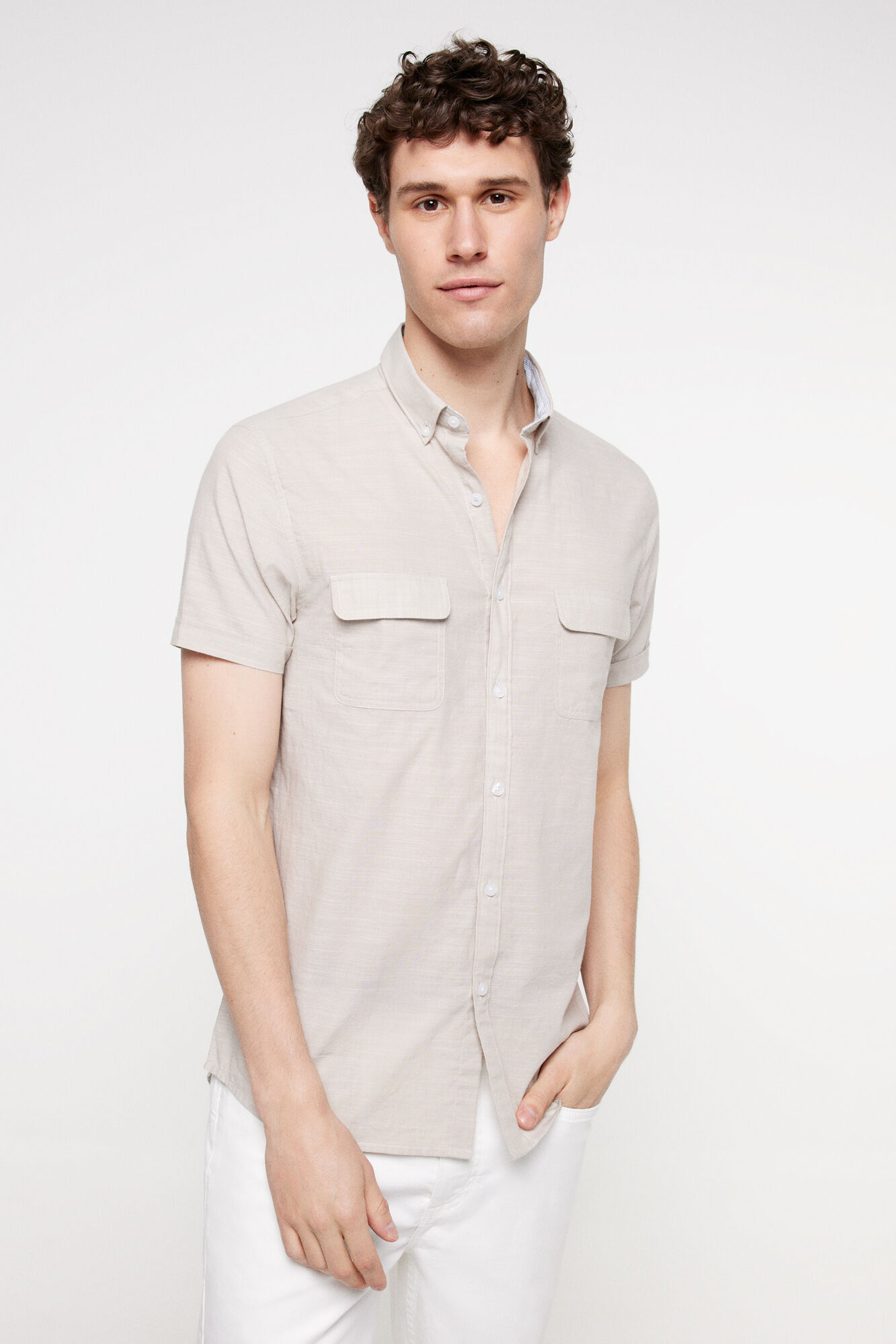 Milano Camisa lisa aspecto lino