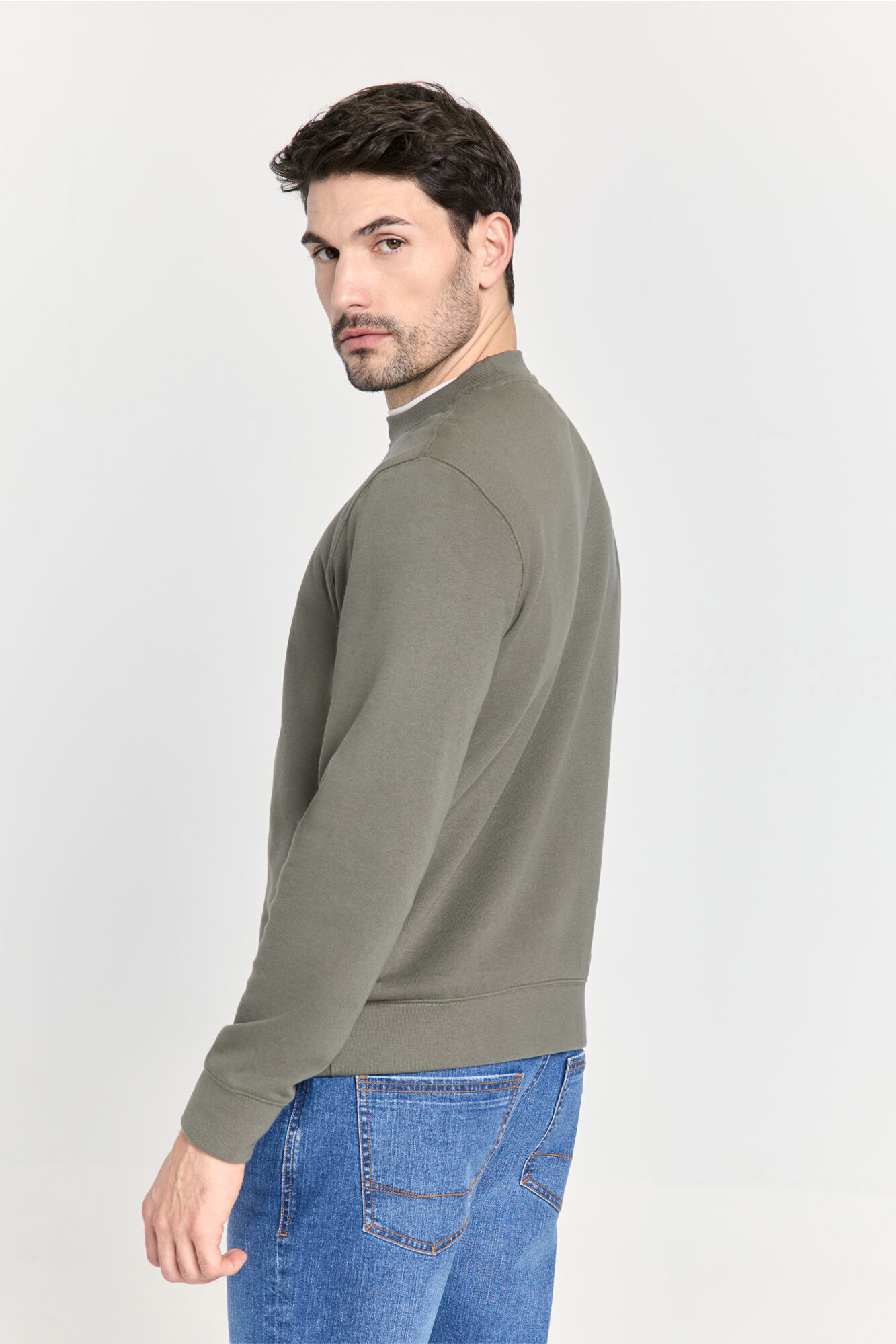 Pedro del Hierro Sudadera cuello redondo con logo Kaki Oscuro