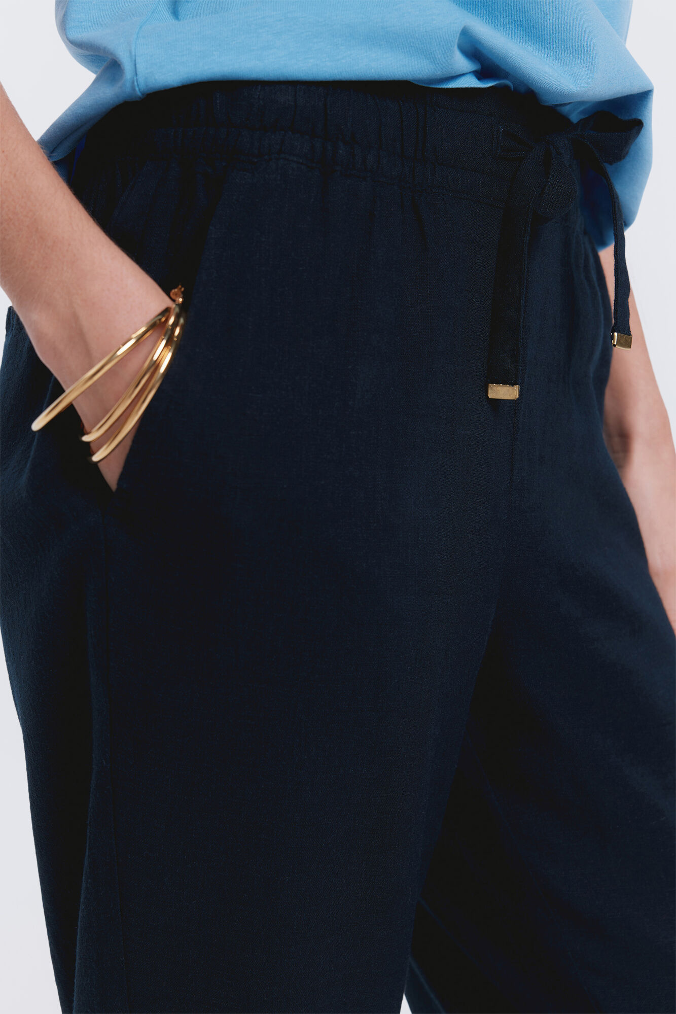 Milano Pantal&oacute;n largo lino Negro