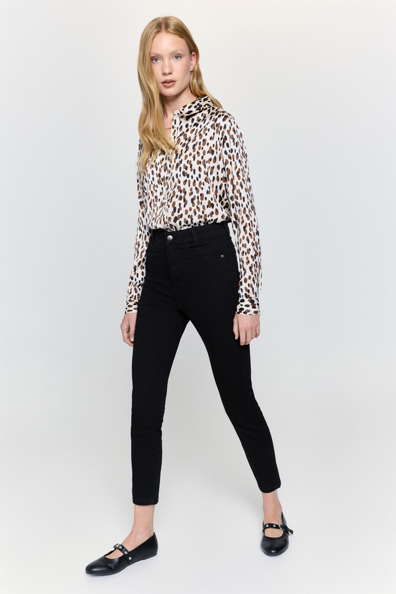 Milano Camisa estampada con satinado Beige/Claro