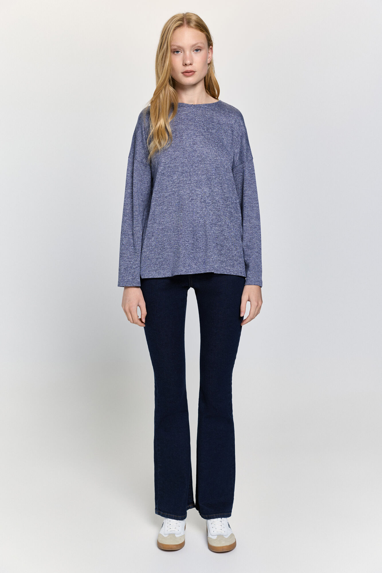 Milano Playera de cuello redondo y manga larga de soft touch Navy