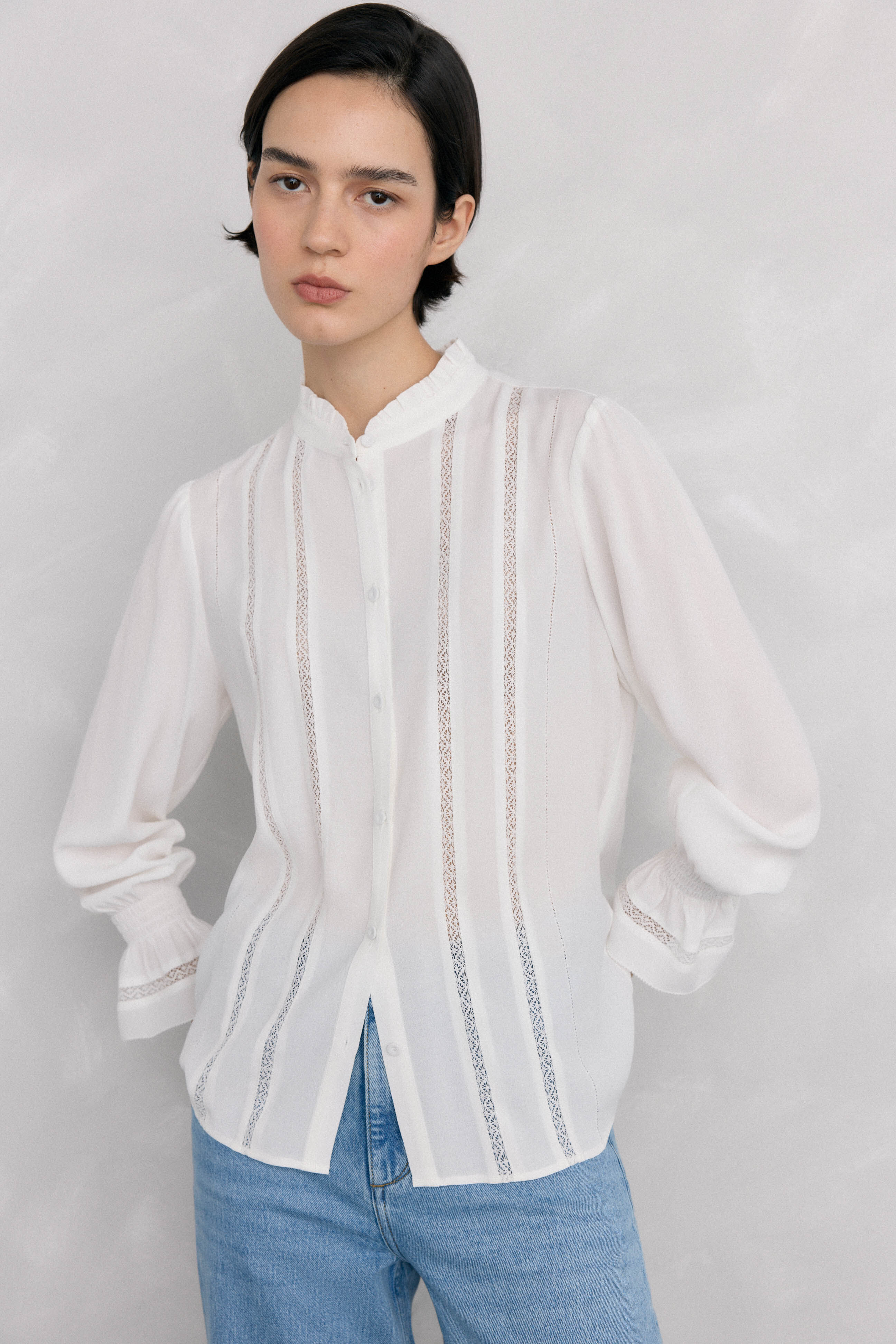 Pedro del Hierro Blusa gasa puntillas