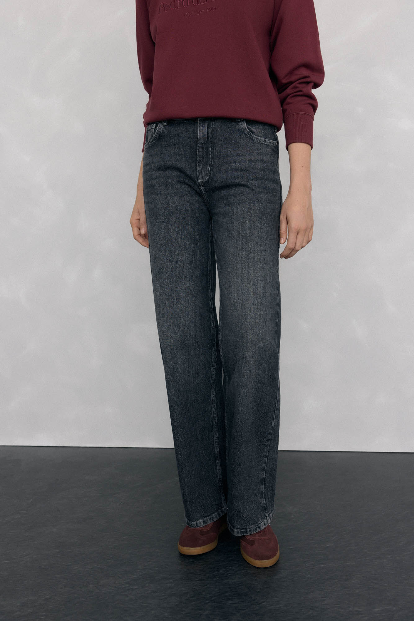 Pedro del Hierro Jeans wide leg basic Gris