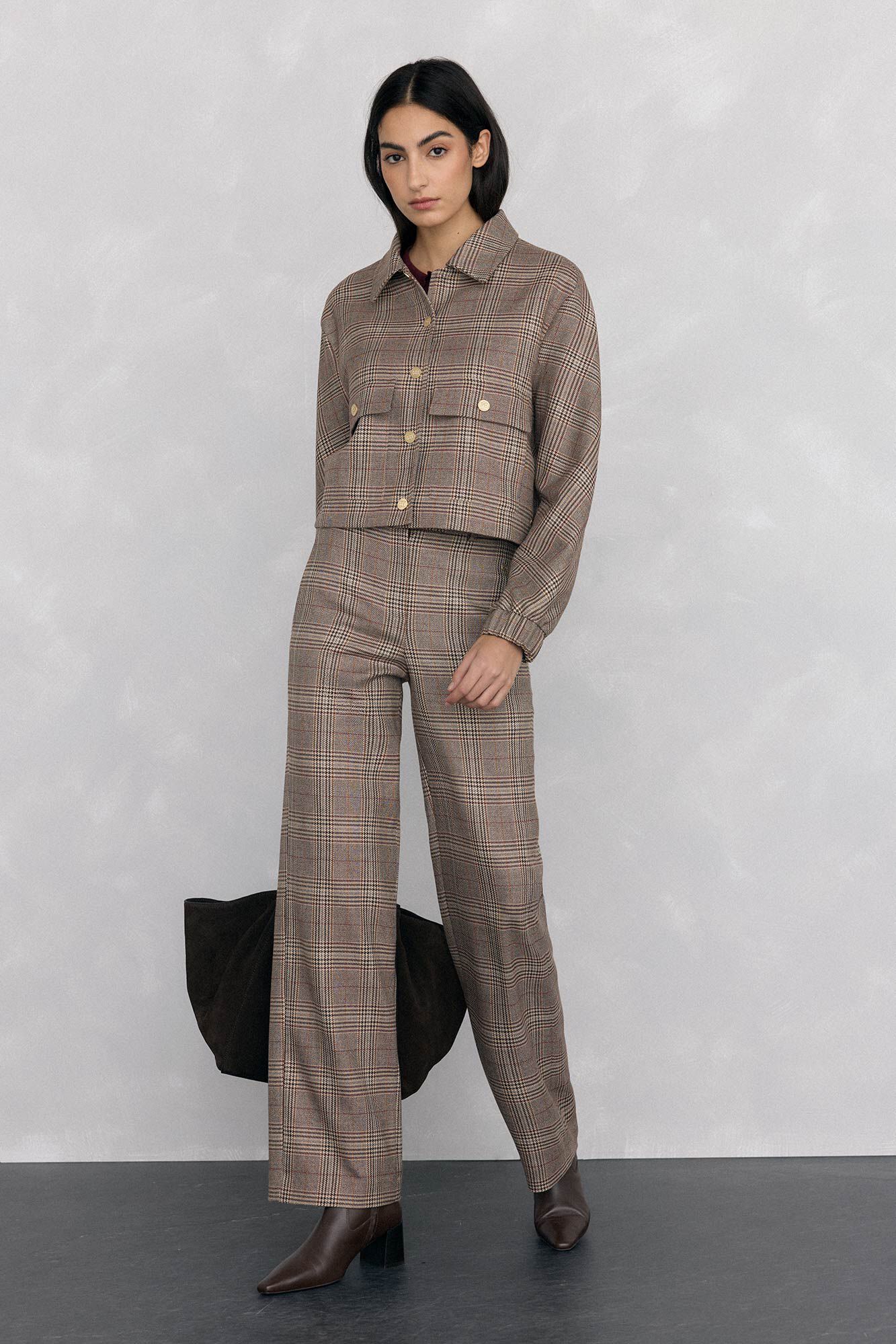 Pedro del Hierro Pantal&oacute;n a cuadros harrys Marr&oacute;n