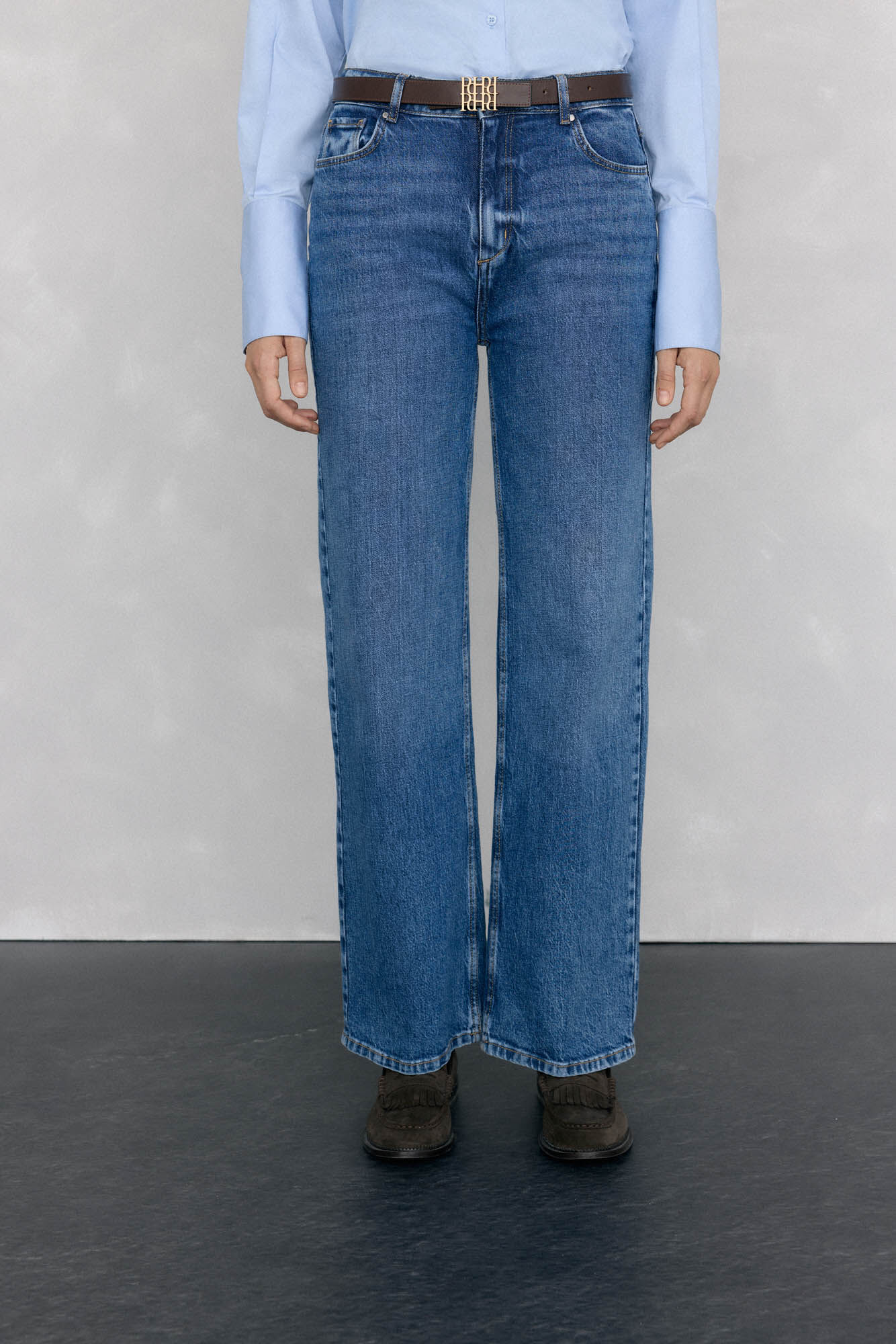 Pedro del Hierro Jeans wide leg b&aacute;sicos Azul
