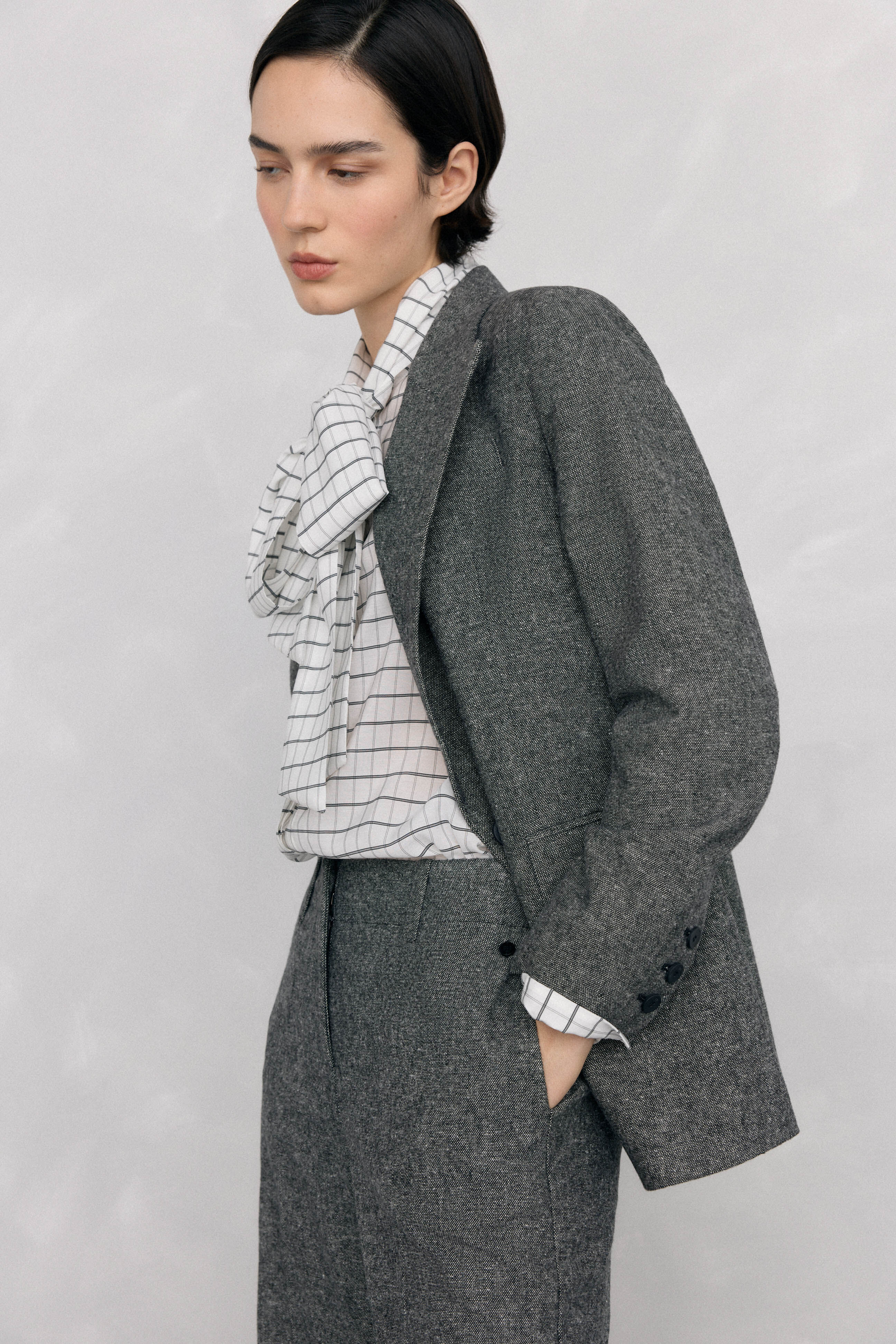 Pedro del Hierro Pantal&oacute;n recto de cheviot Gris