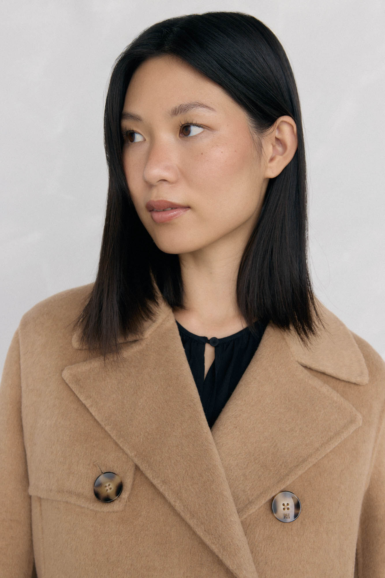 Pedro del Hierro Abrigo largo pa&ntilde;o tipo trench Beige