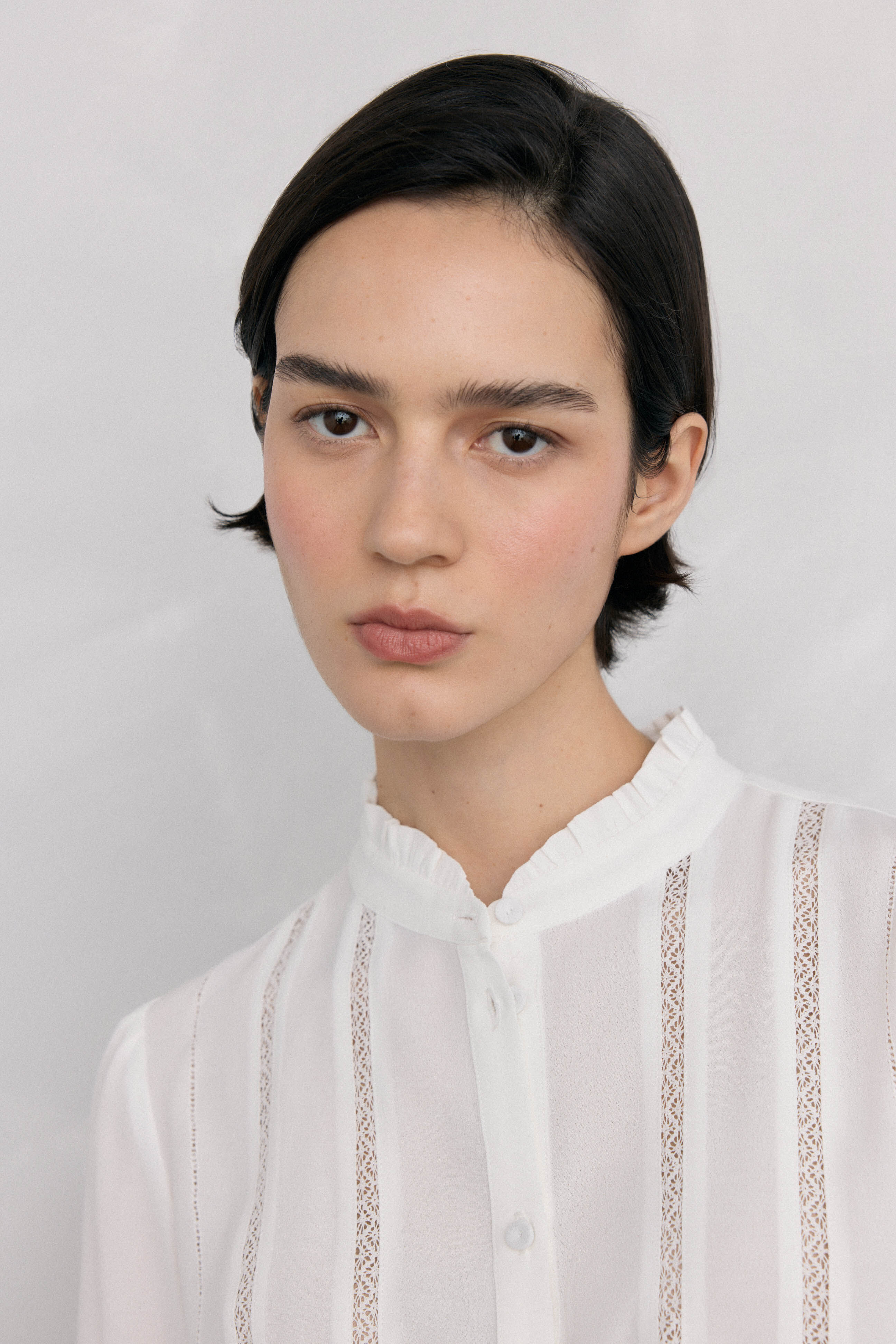 Pedro del Hierro Blusa de gasa con puntillas Blanco