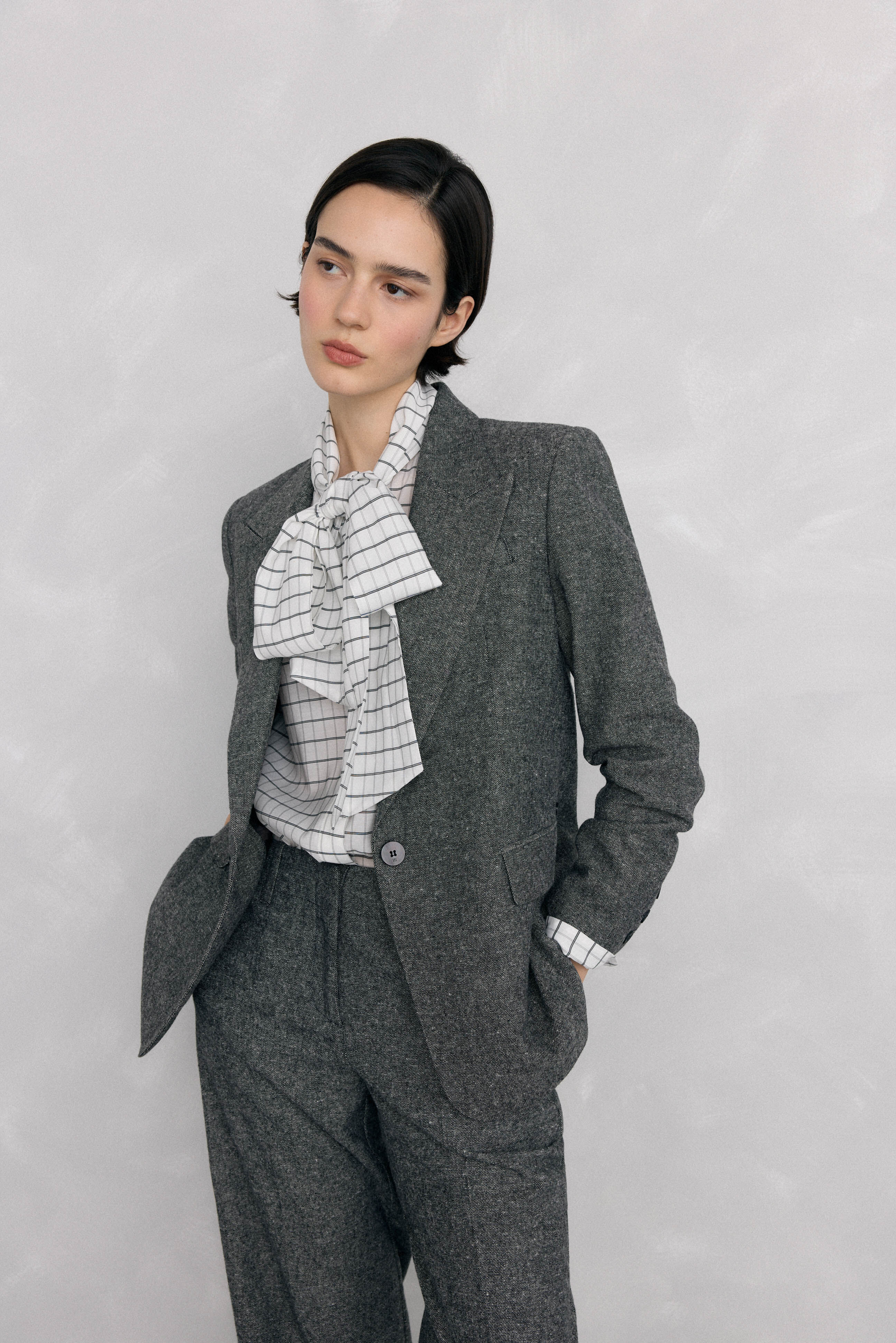 Pedro del Hierro Camisa de cuadros con lazo Marfil