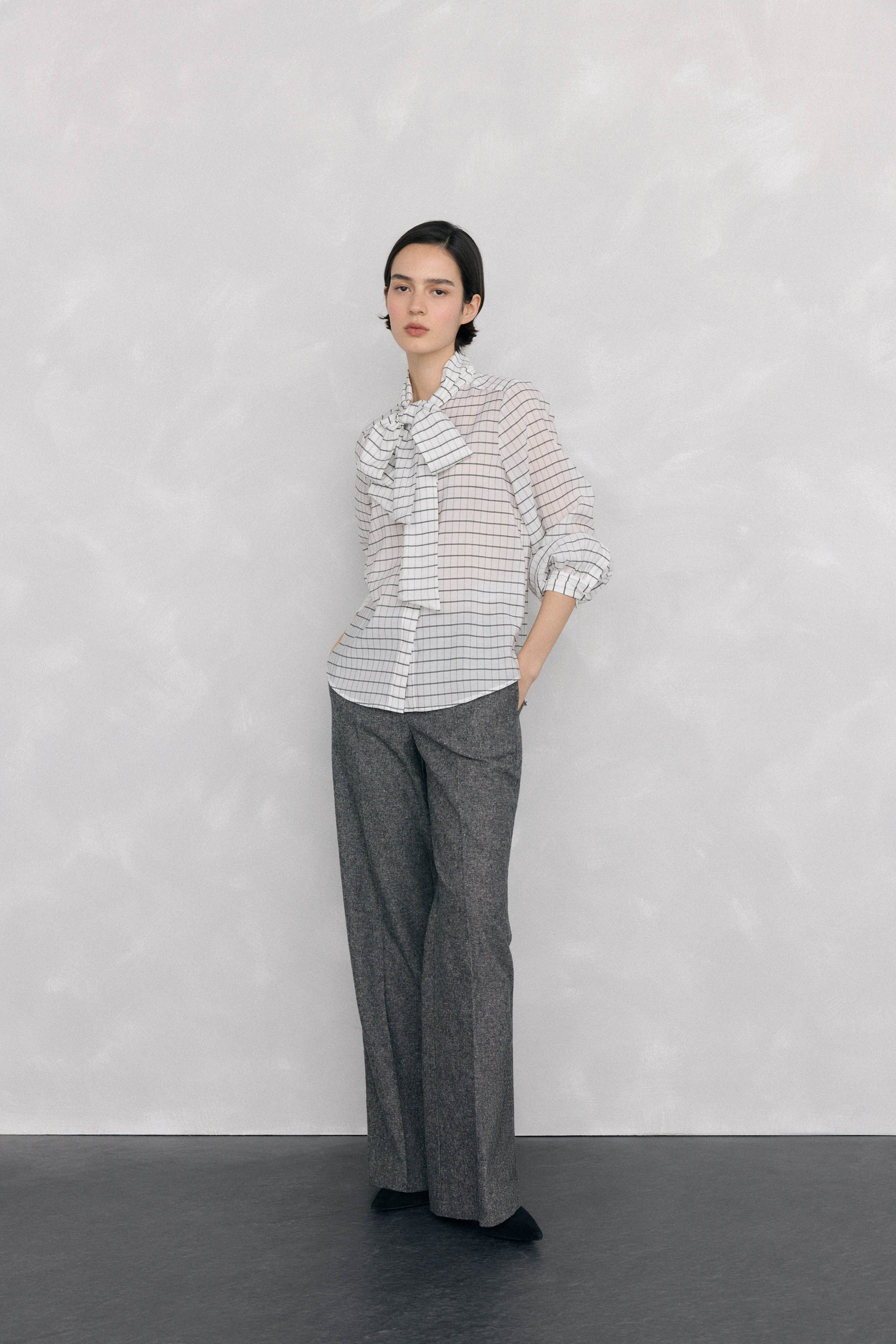 Pedro del Hierro Camisa de cuadros con lazo Marfil