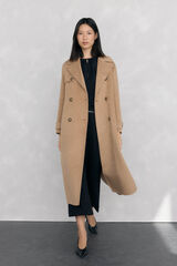 Pedro del Hierro Abrigo largo pa&ntilde;o tipo trench Beige