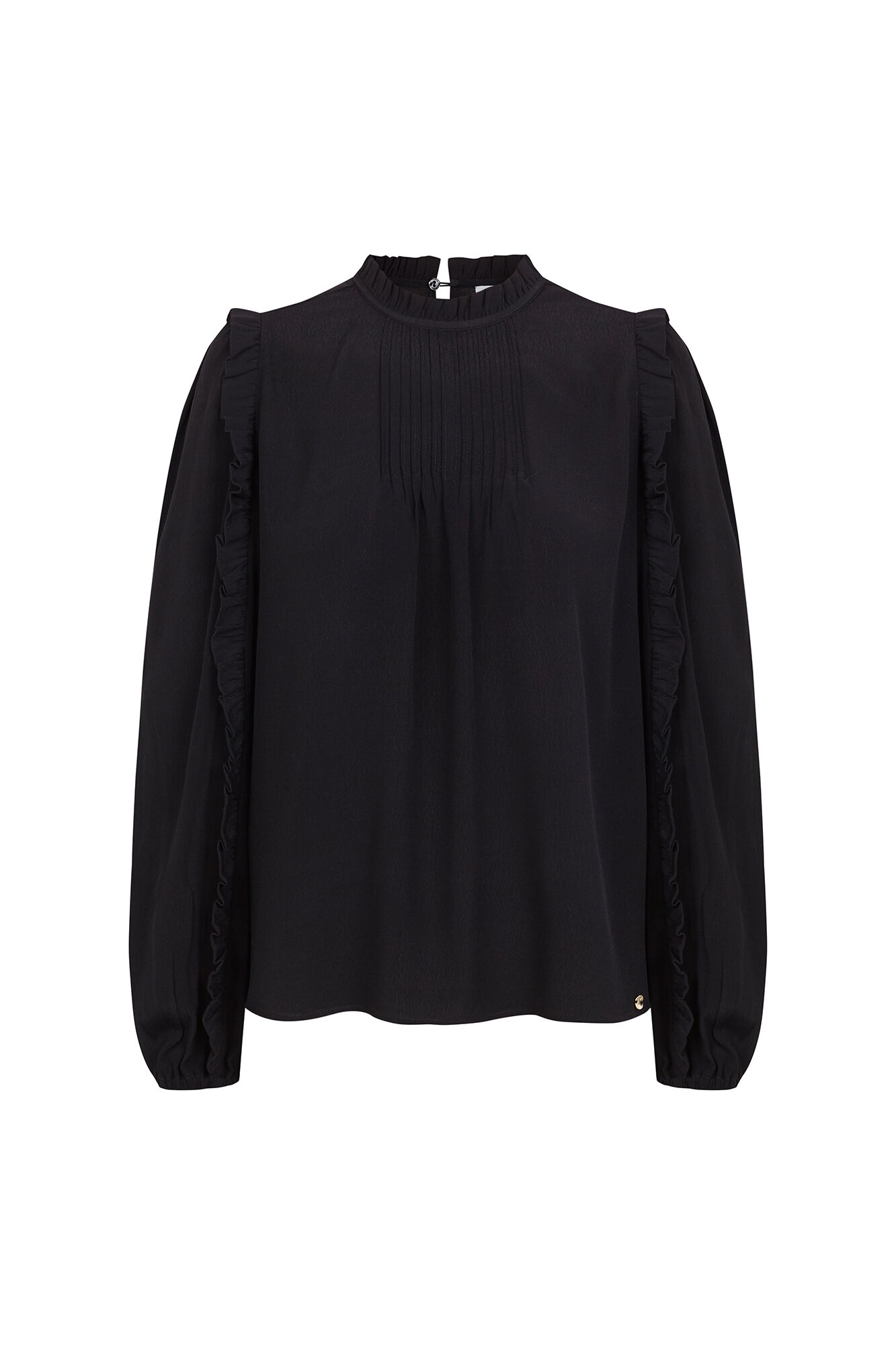 Pedro del Hierro Blusa con volantes y puntilla Negro