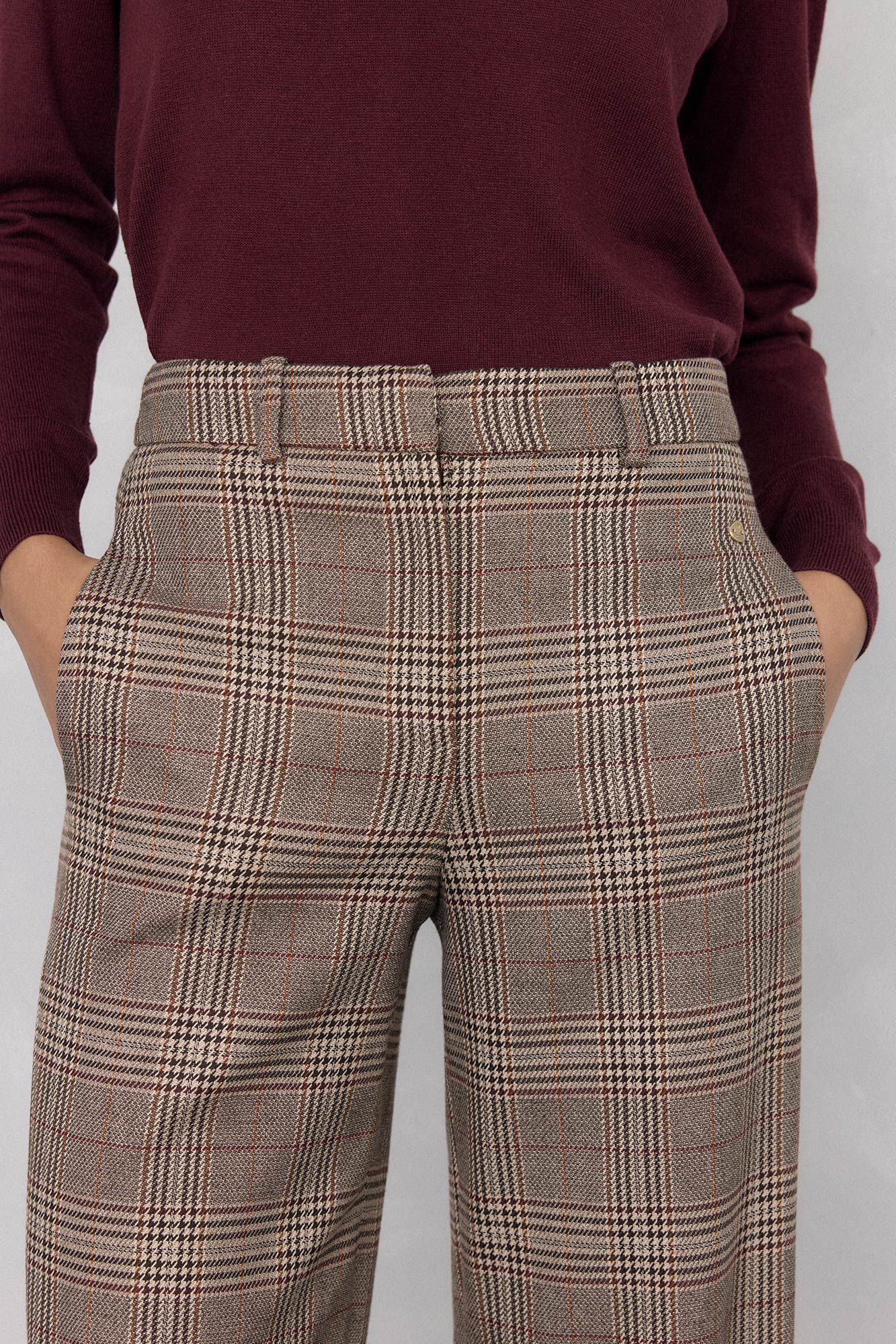 Pedro del Hierro Pantal&oacute;n a cuadros harrys Marr&oacute;n